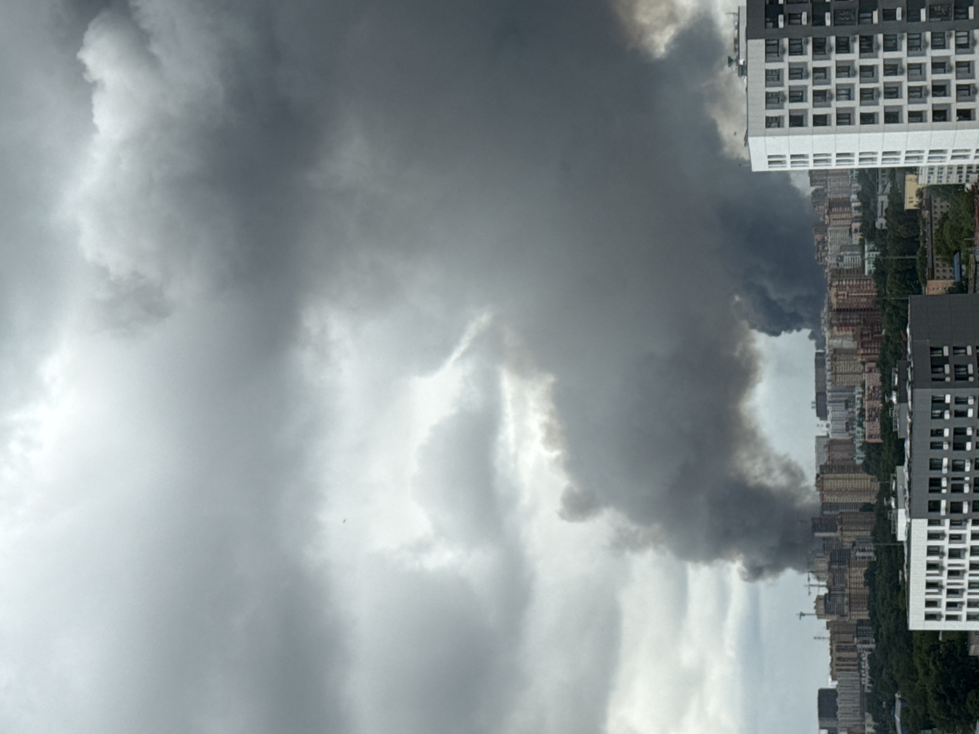 Heavy black smoke rises over Lyubertsy residential area