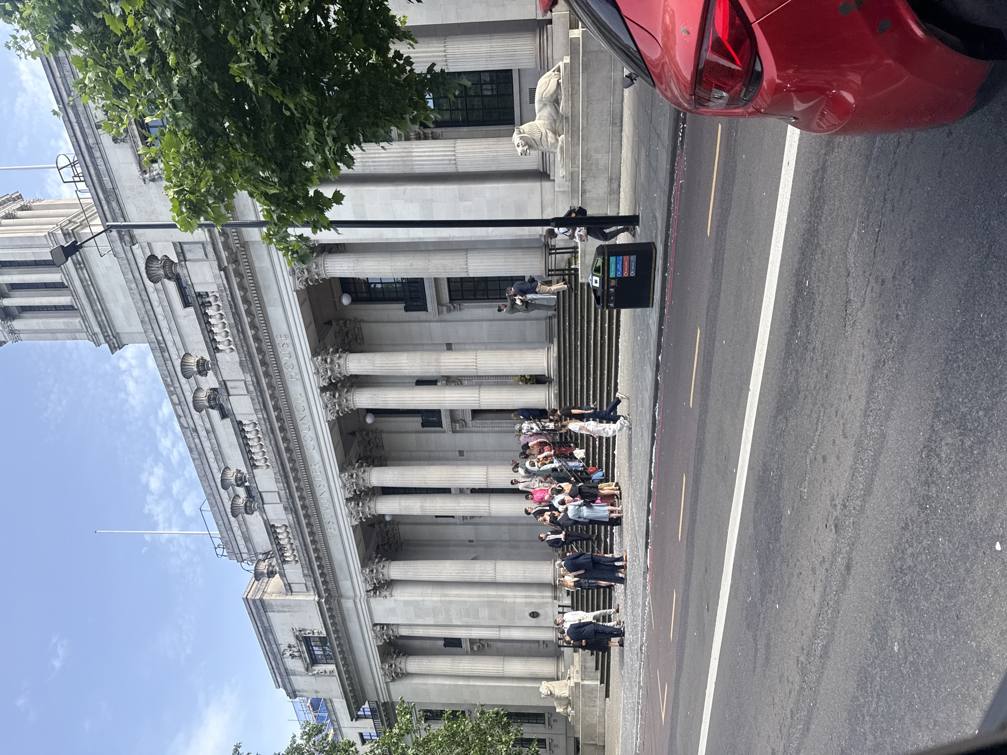 Group gathers for photos at Westminster City Hall steps