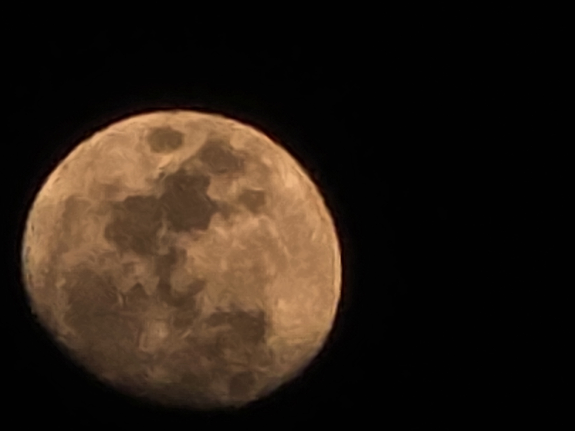 Full moon over Montrouge, shot from street to close-up