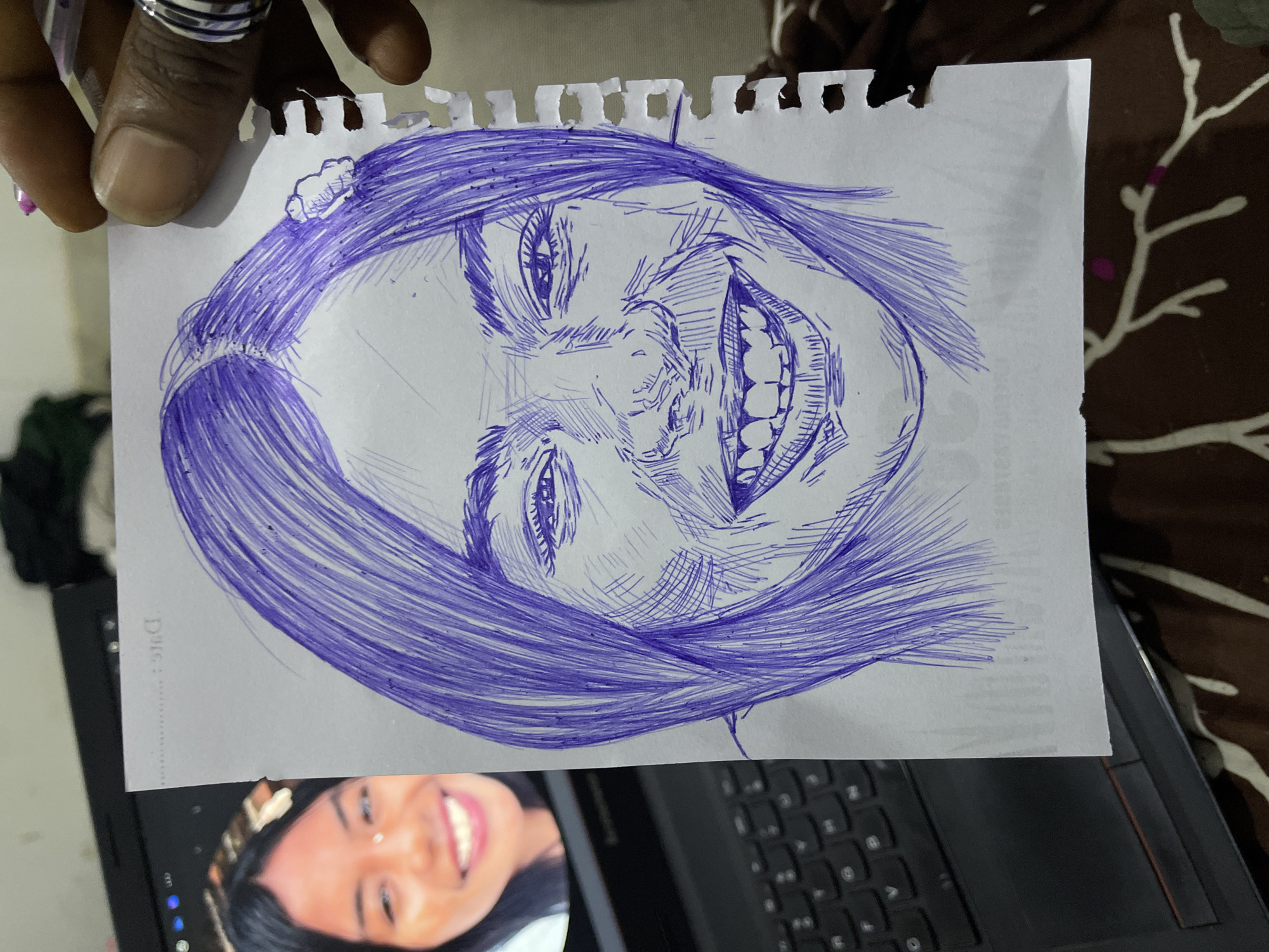 Pen-and-ink portrait sketches in progress, Abuja