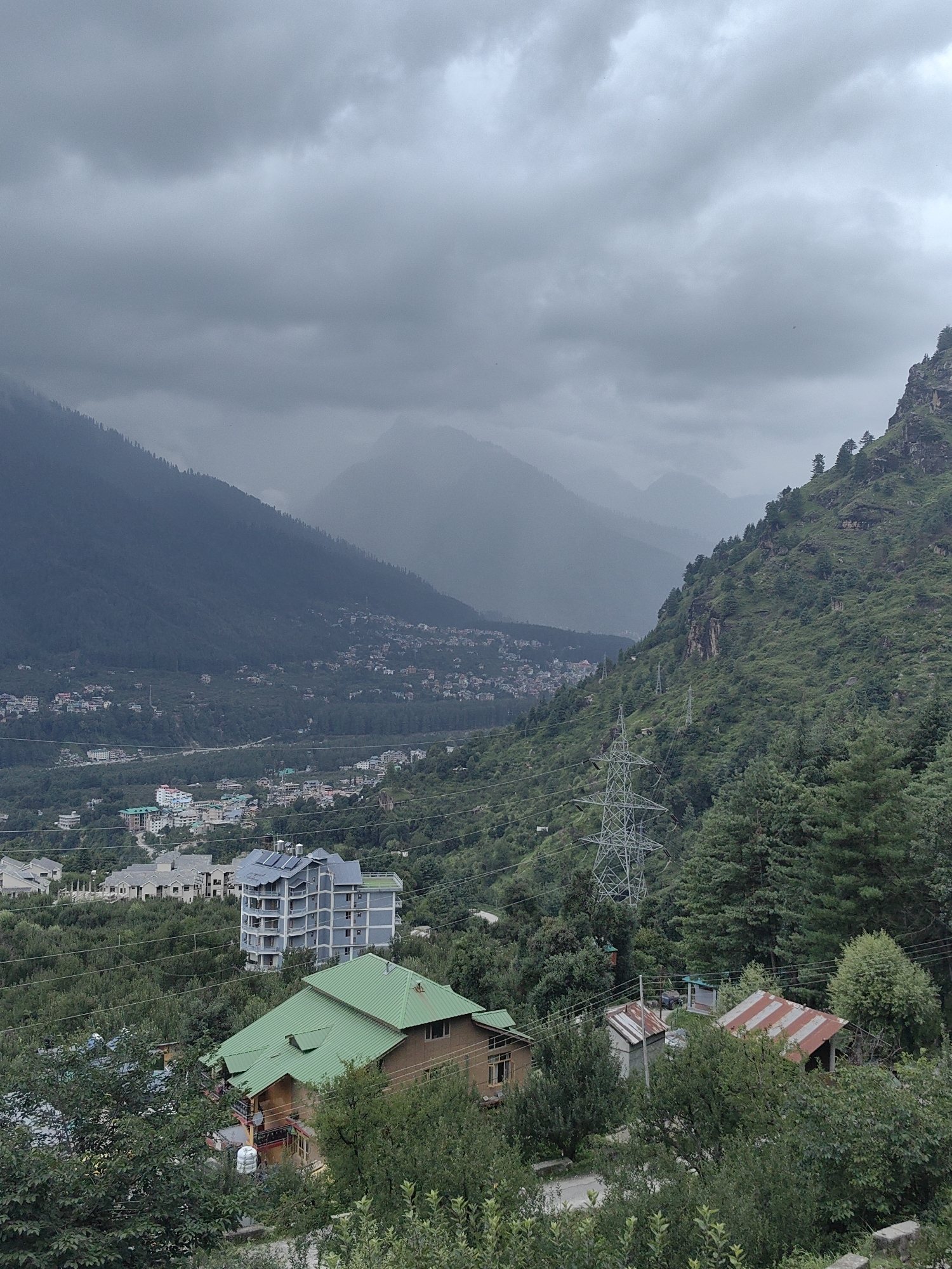 Hillside town and treehouse in Prini's misty valley