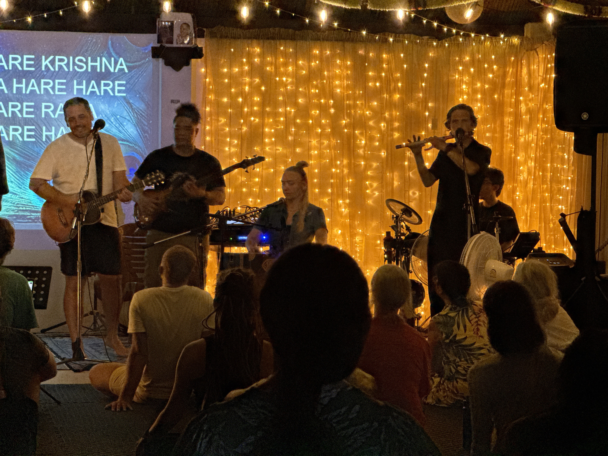 Hare Krishna kirtan gathering with live music in Ko Samui