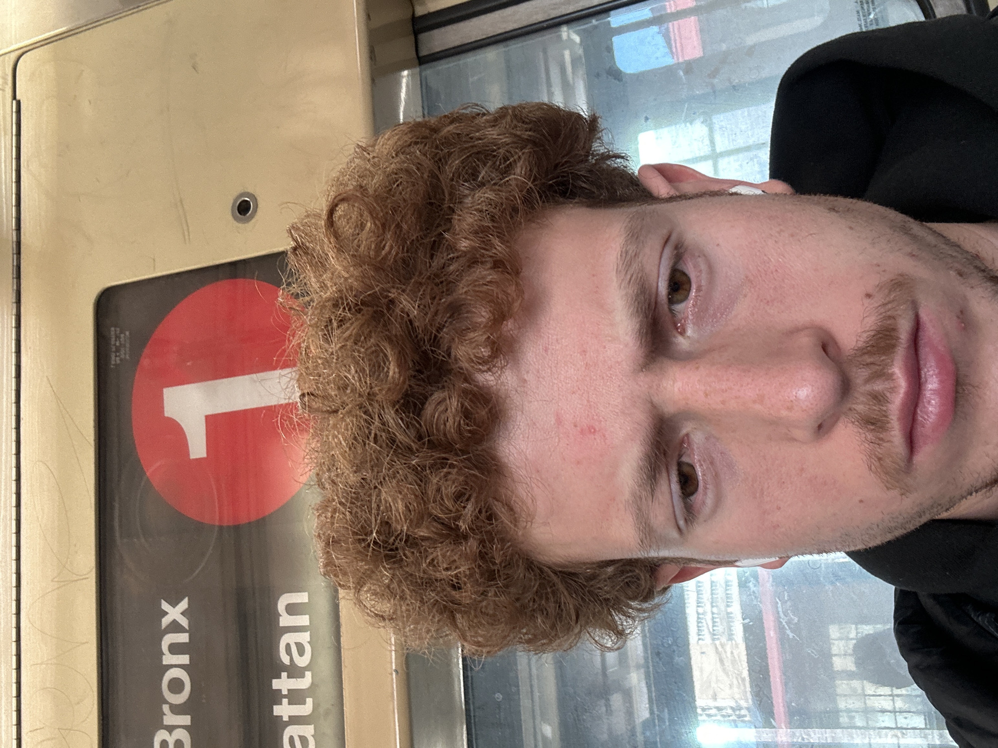 Man takes selfie on NYC subway car