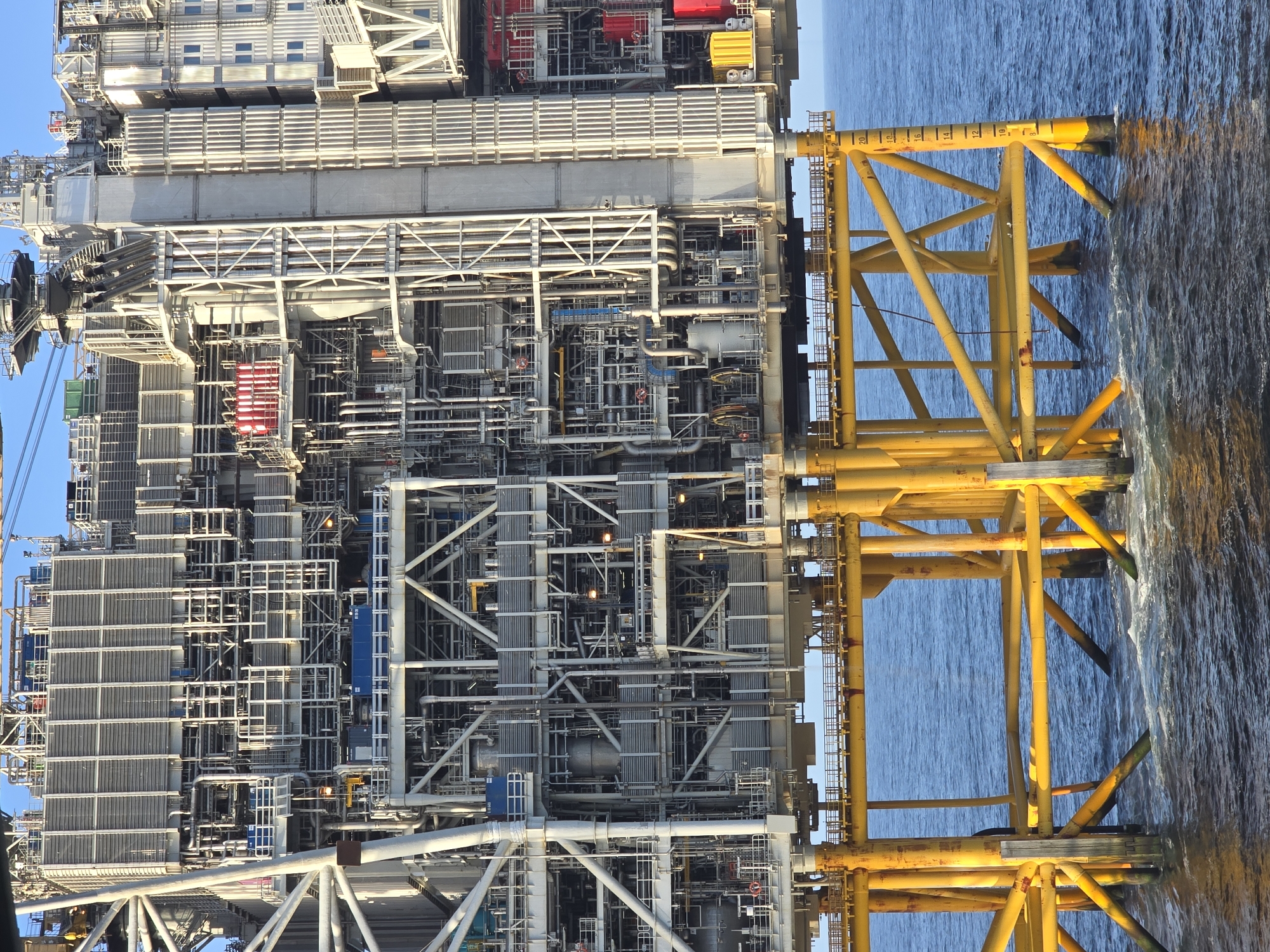 Offshore oil platform observed in ocean waters