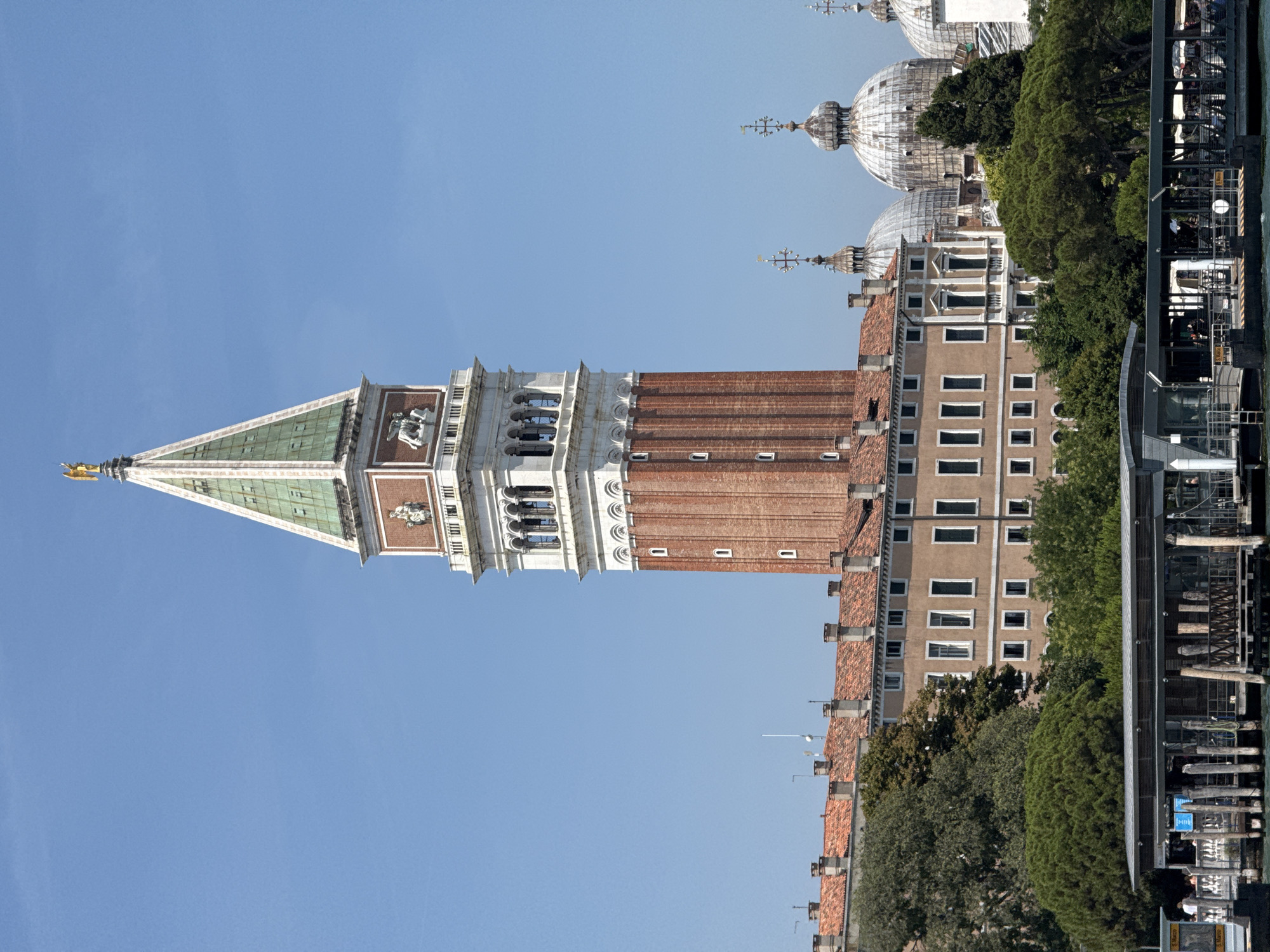 St. Mark's Campanile from street and canal, Venice