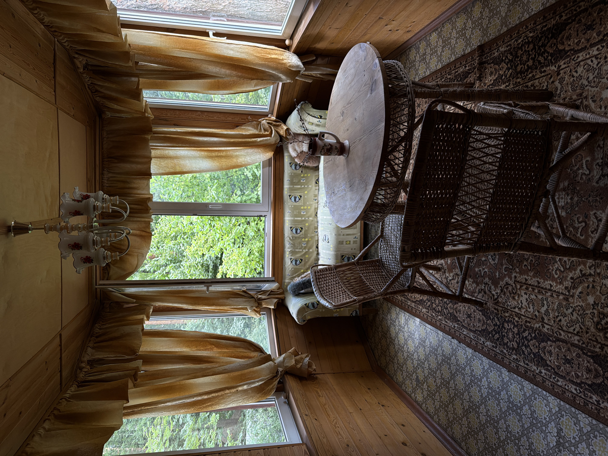 Backyard summer morning at a Russian dacha property