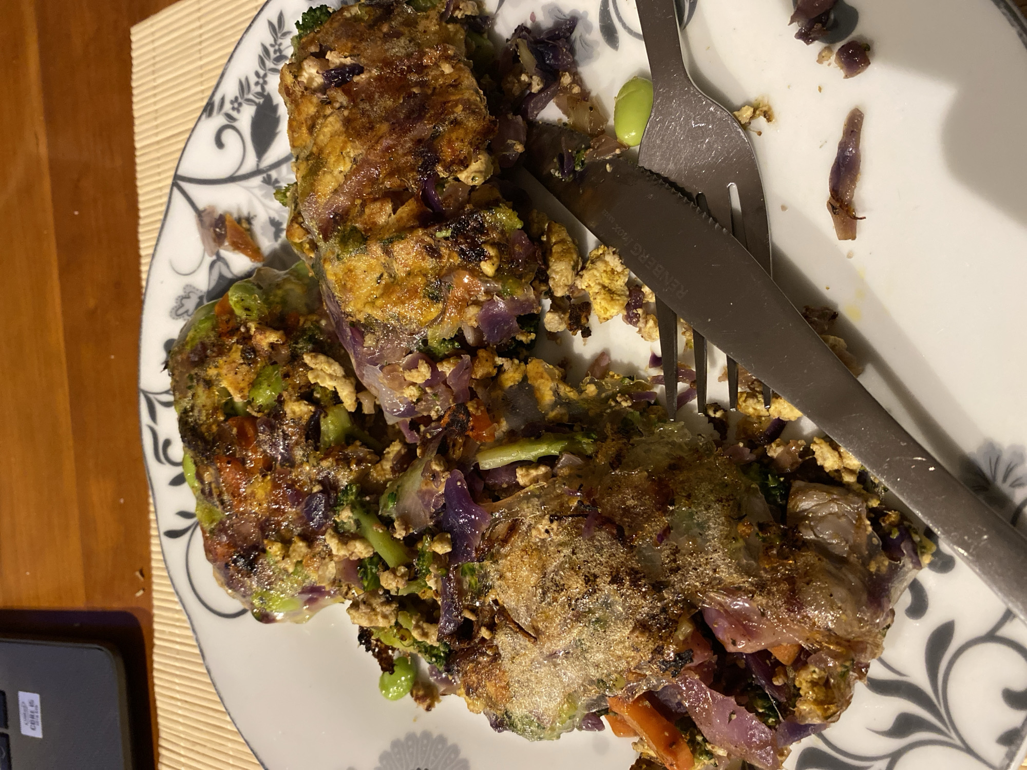 Partially eaten vegetable meal photographed in Gijón