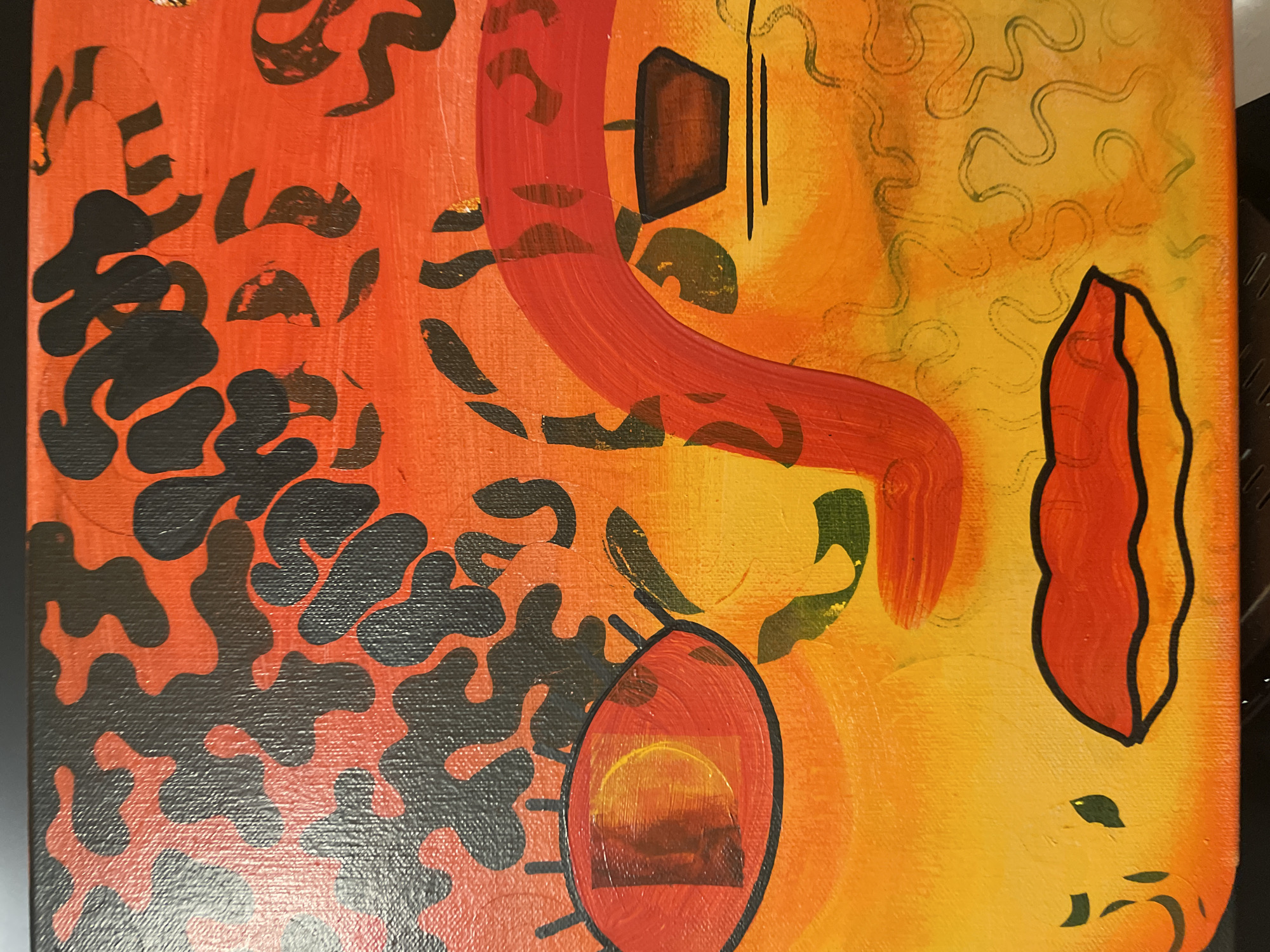 Abstract painting and nighttime agave plant documented independently