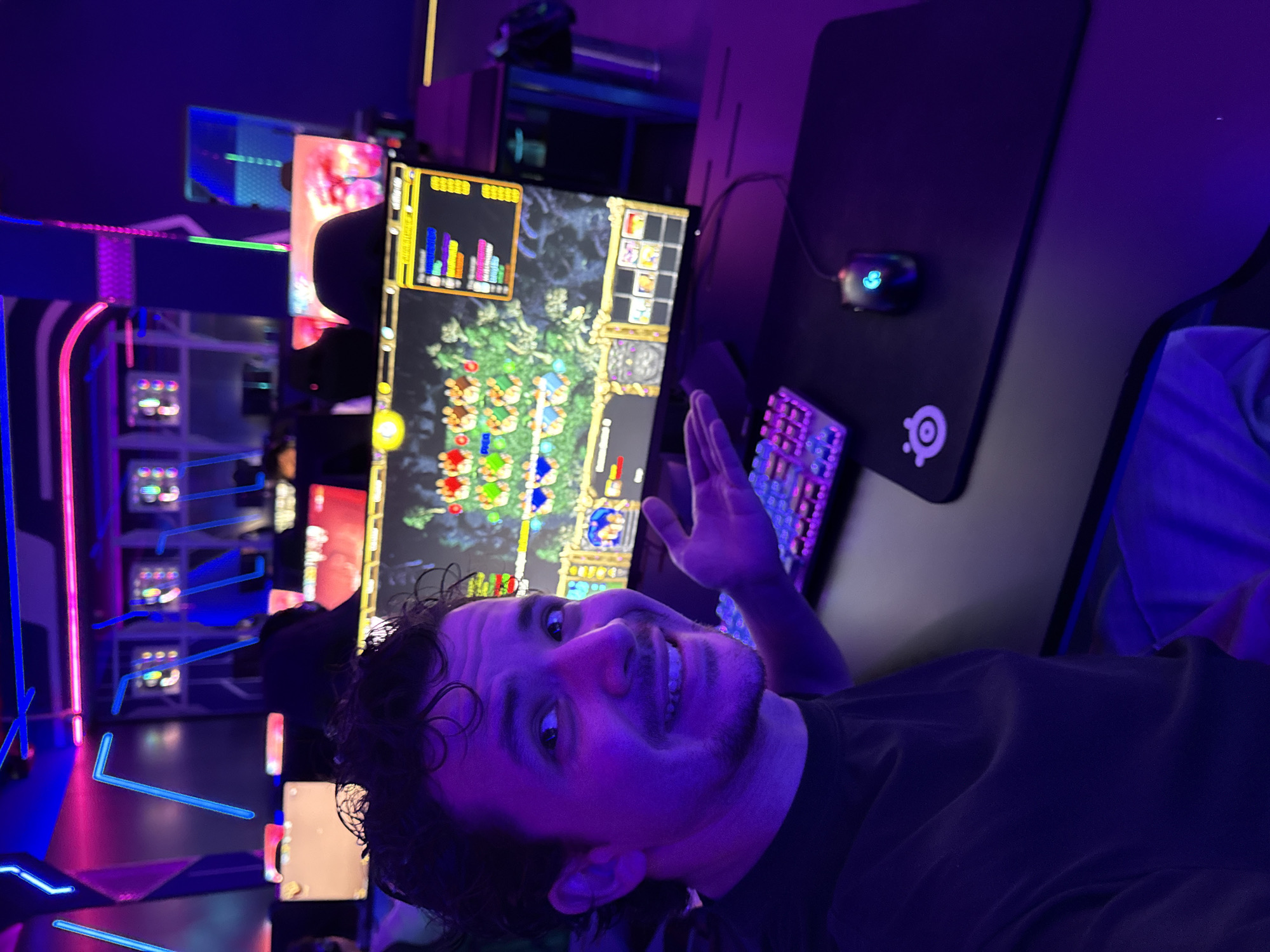 Man takes selfie with gaming setup in Tashkent