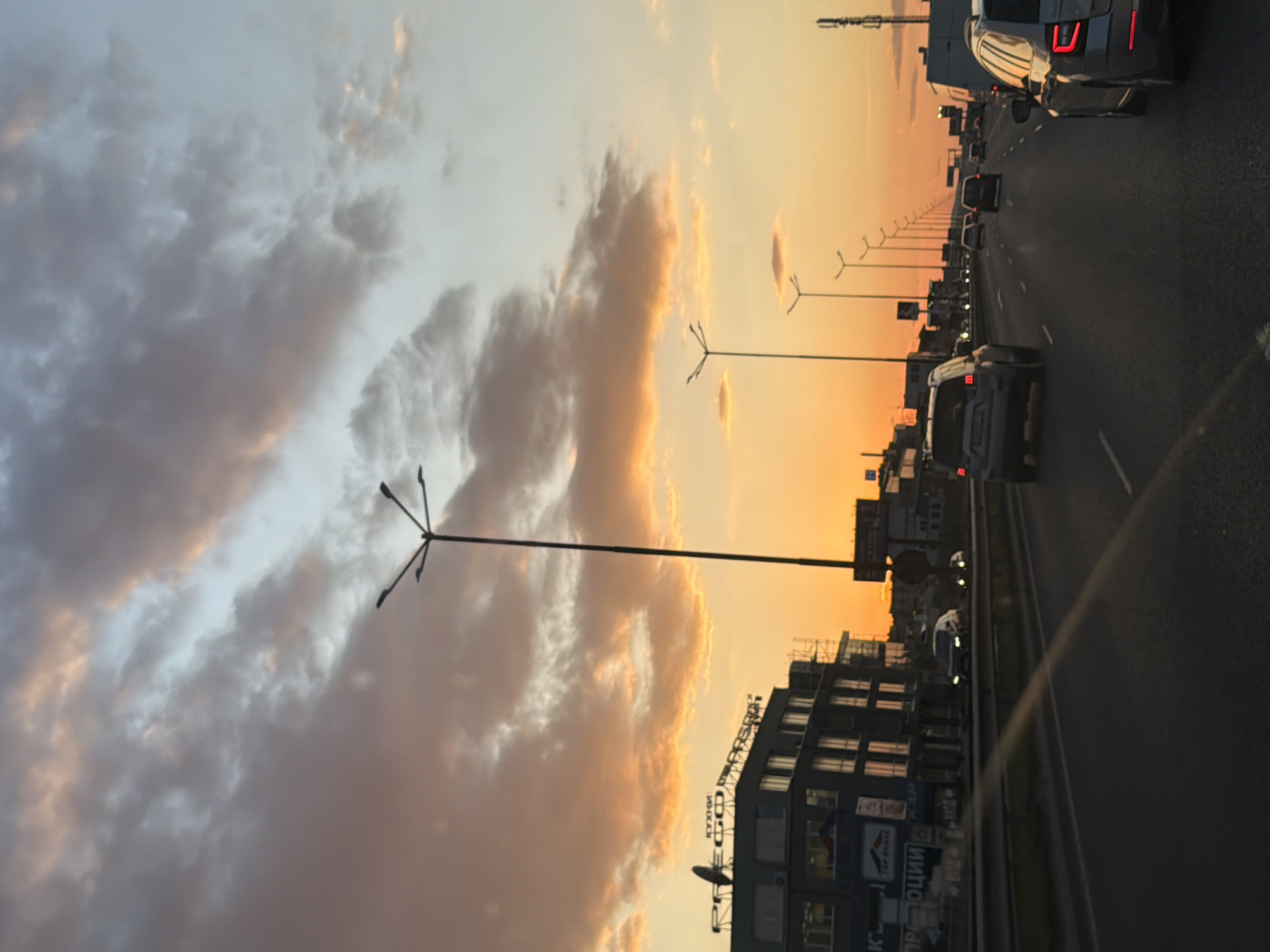 Dramatic sunset skies captured over Sofia highway