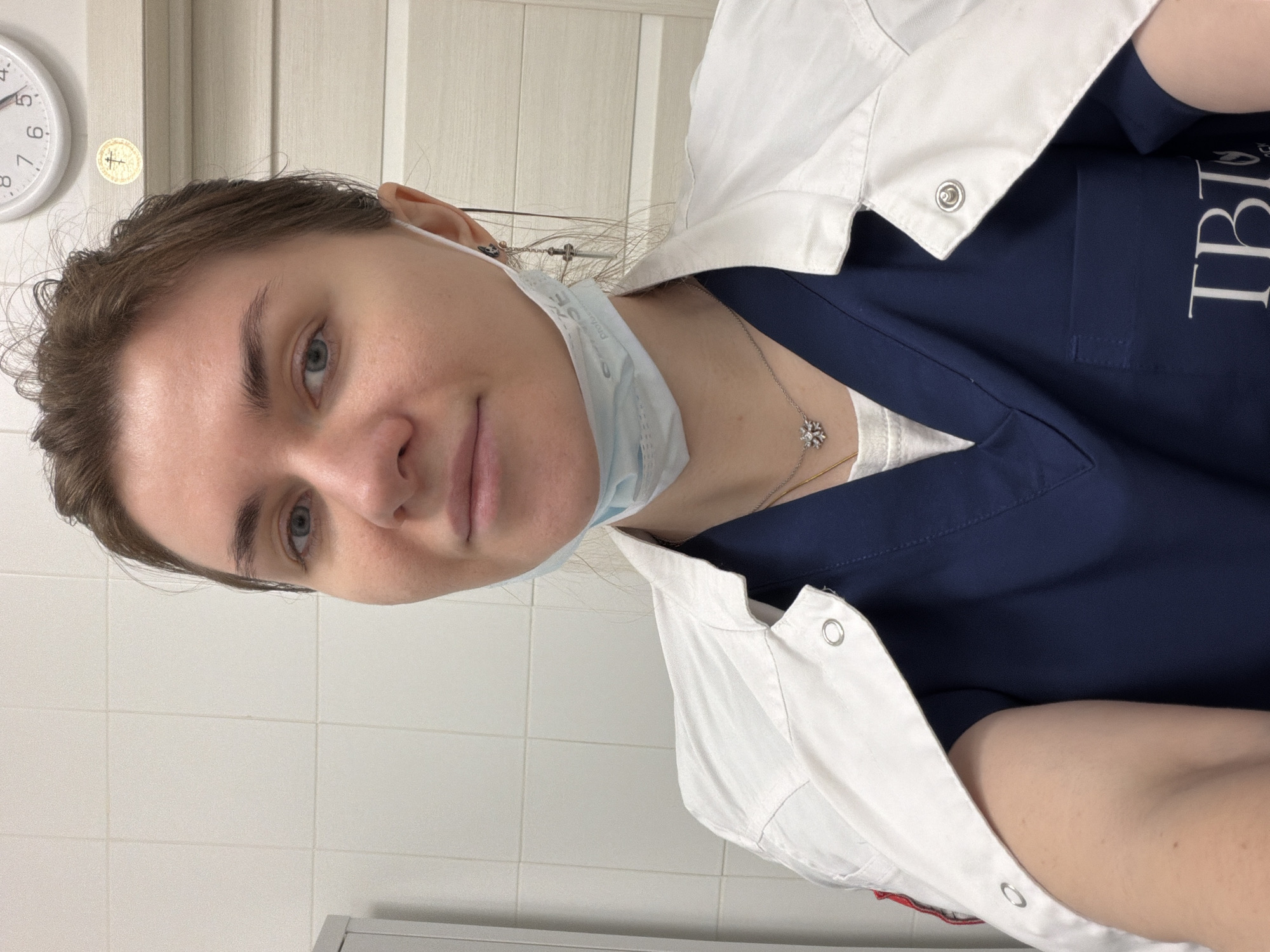 Woman takes selfies in professional facility, Khimki Russia
