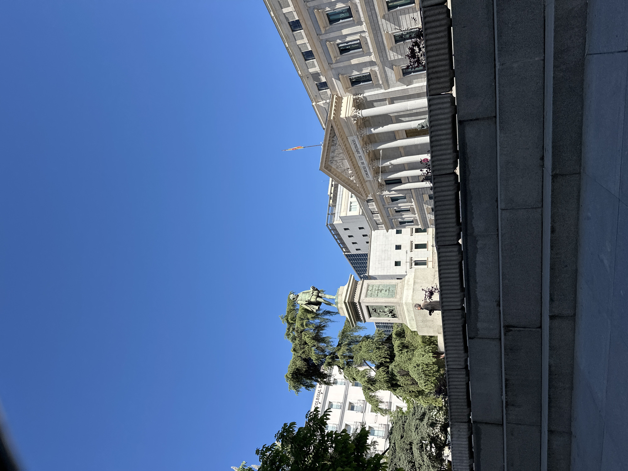 Morning scenes around Spanish Congress building in Madrid documented