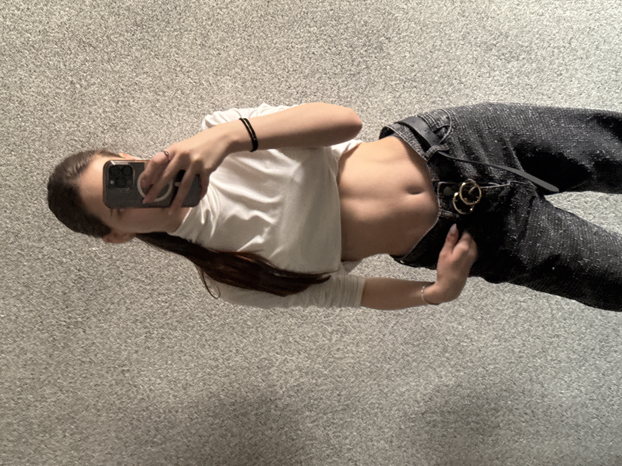 Woman takes selfie on carpet in Sofia