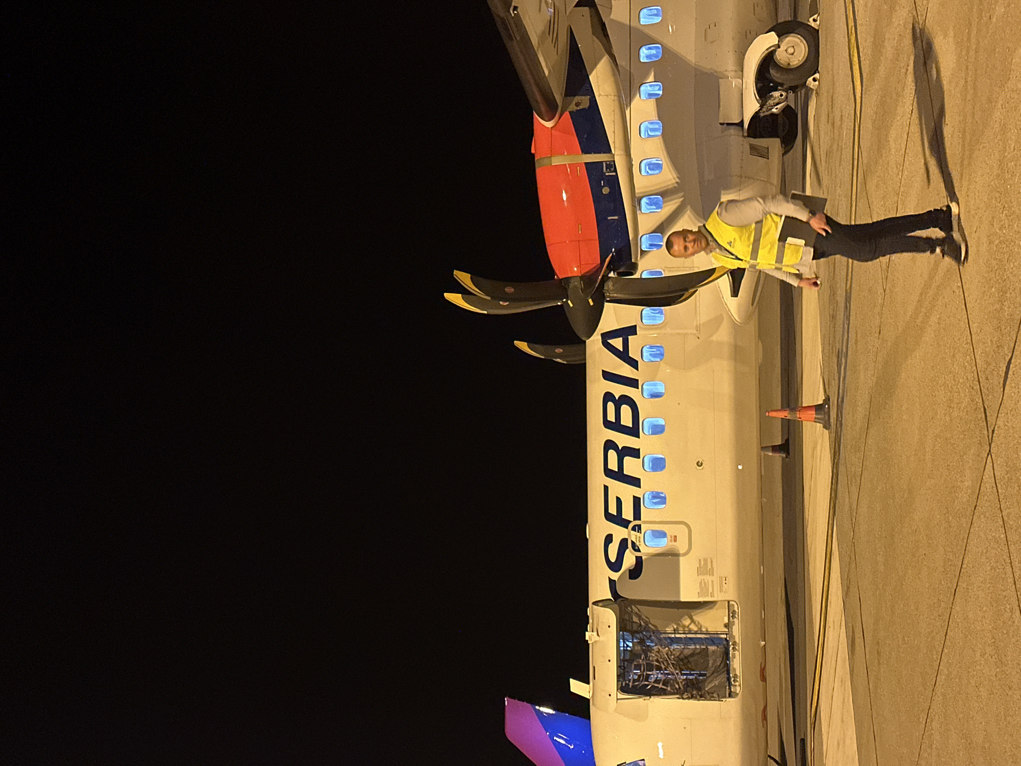 Evening airport operations observed at Podgorica, Montenegro