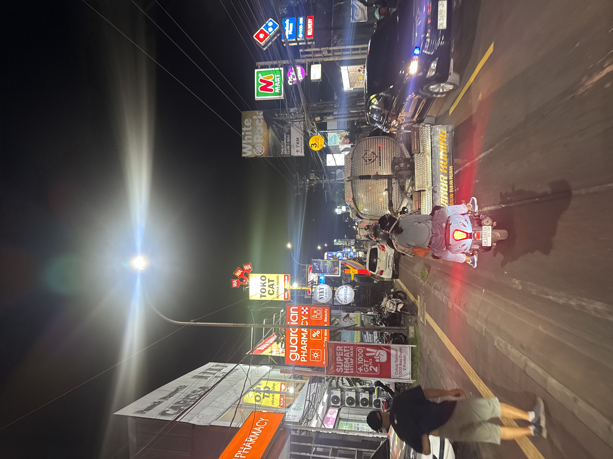 Nighttime street life documented in Kuta Selatan, Indonesia