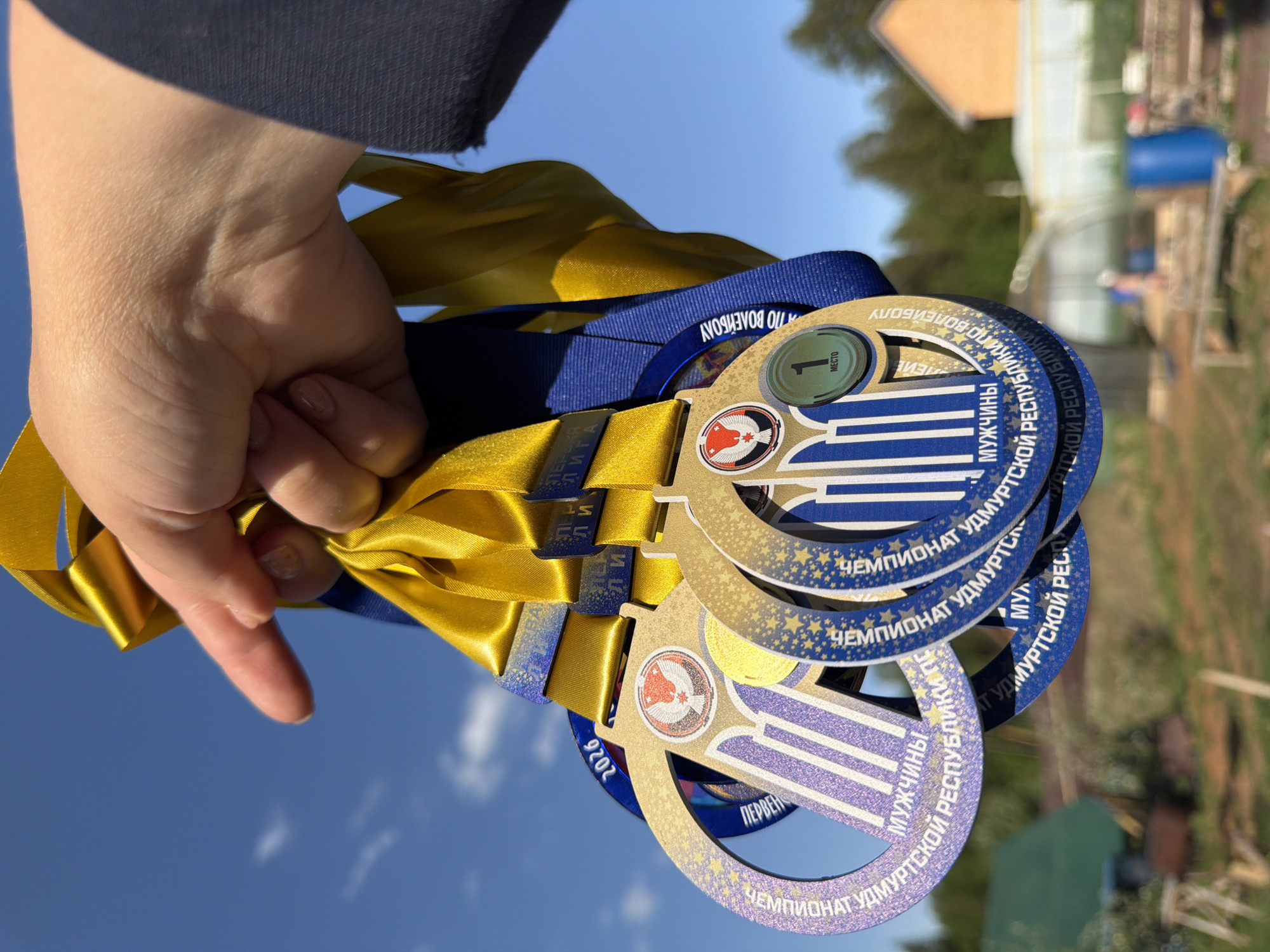 Family celebrates volleyball championship wins in Chaikovsky backyard garden