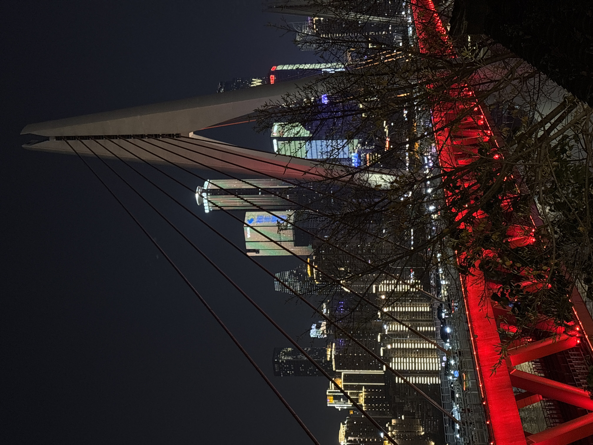 Nighttime scenes captured across Nan'an District, Chongqing showing illuminated cityscape