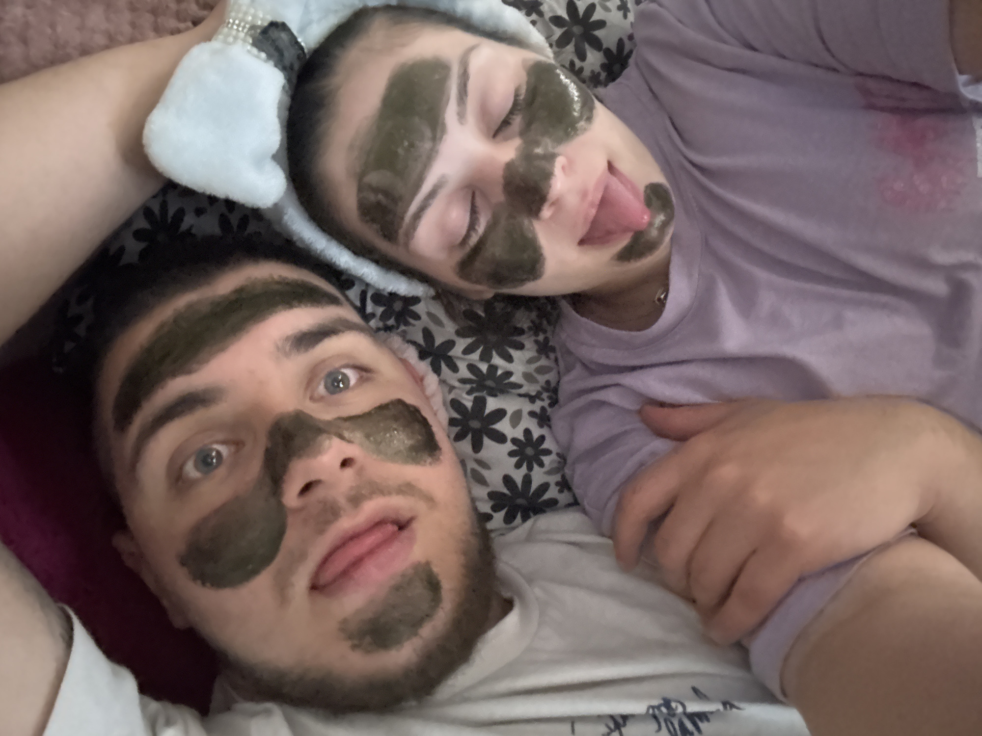 Couple enjoys spa night with face masks in Bulgaria