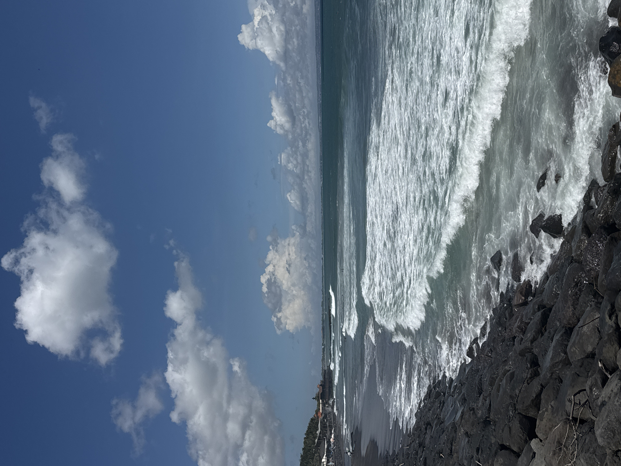 Rough seas observed at Canggu shoreline breakwater
