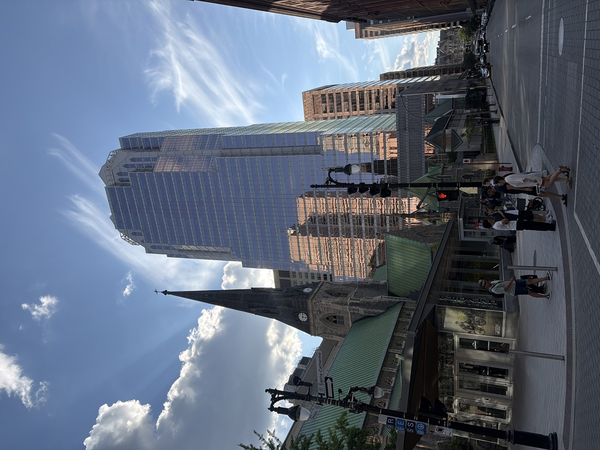 Place d'Armes and a crystal figurine shop in downtown Montreal