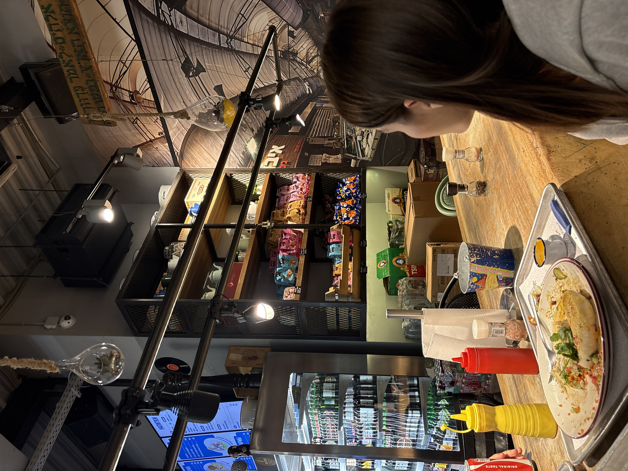 Lunch documented at casual Moscow restaurant featuring Middle Eastern cuisine