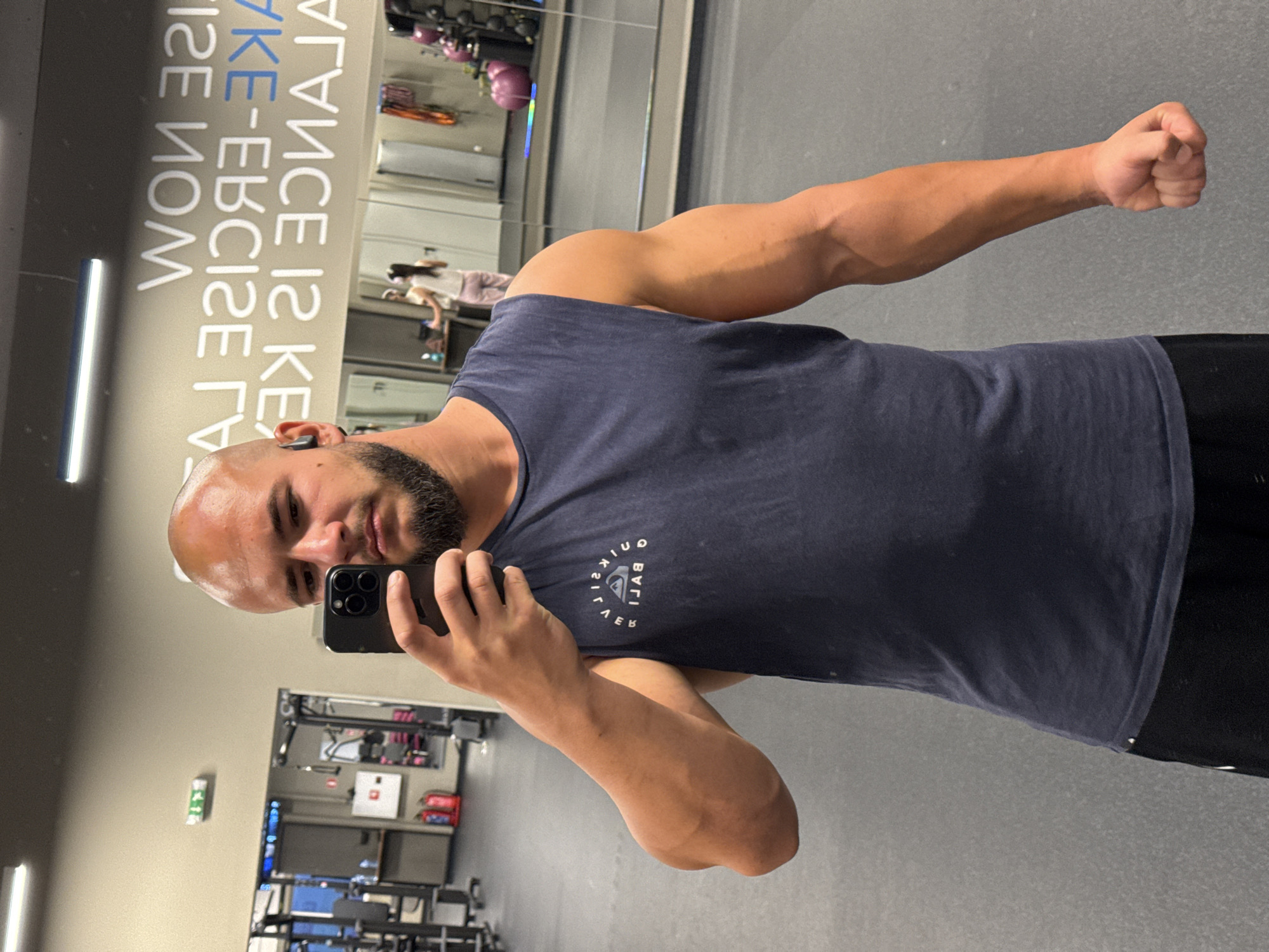 Gym selfies from a Sofia workout, mid-session to locker room