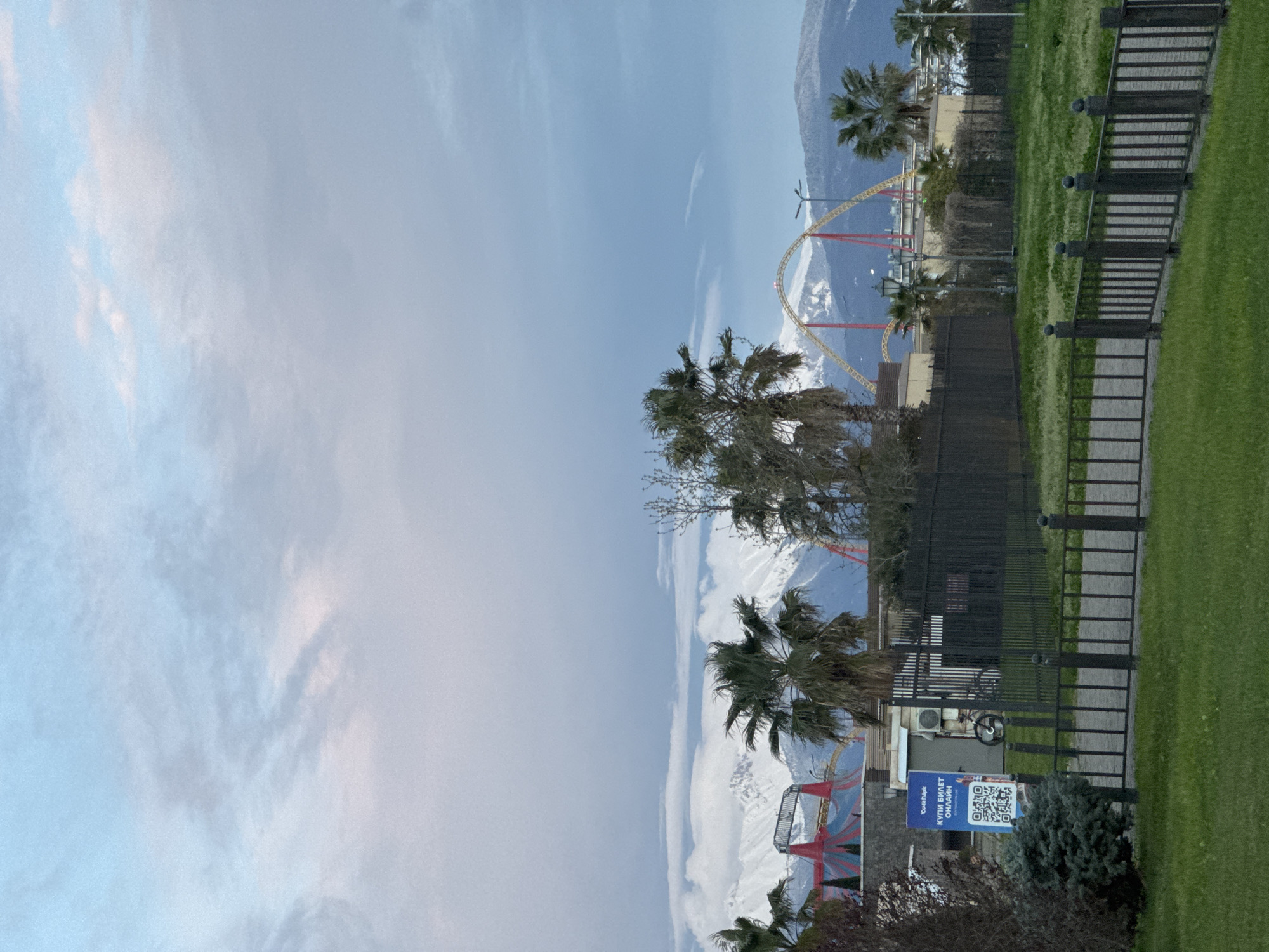 Roller coaster spotted amid palm trees in Sirius, Russia