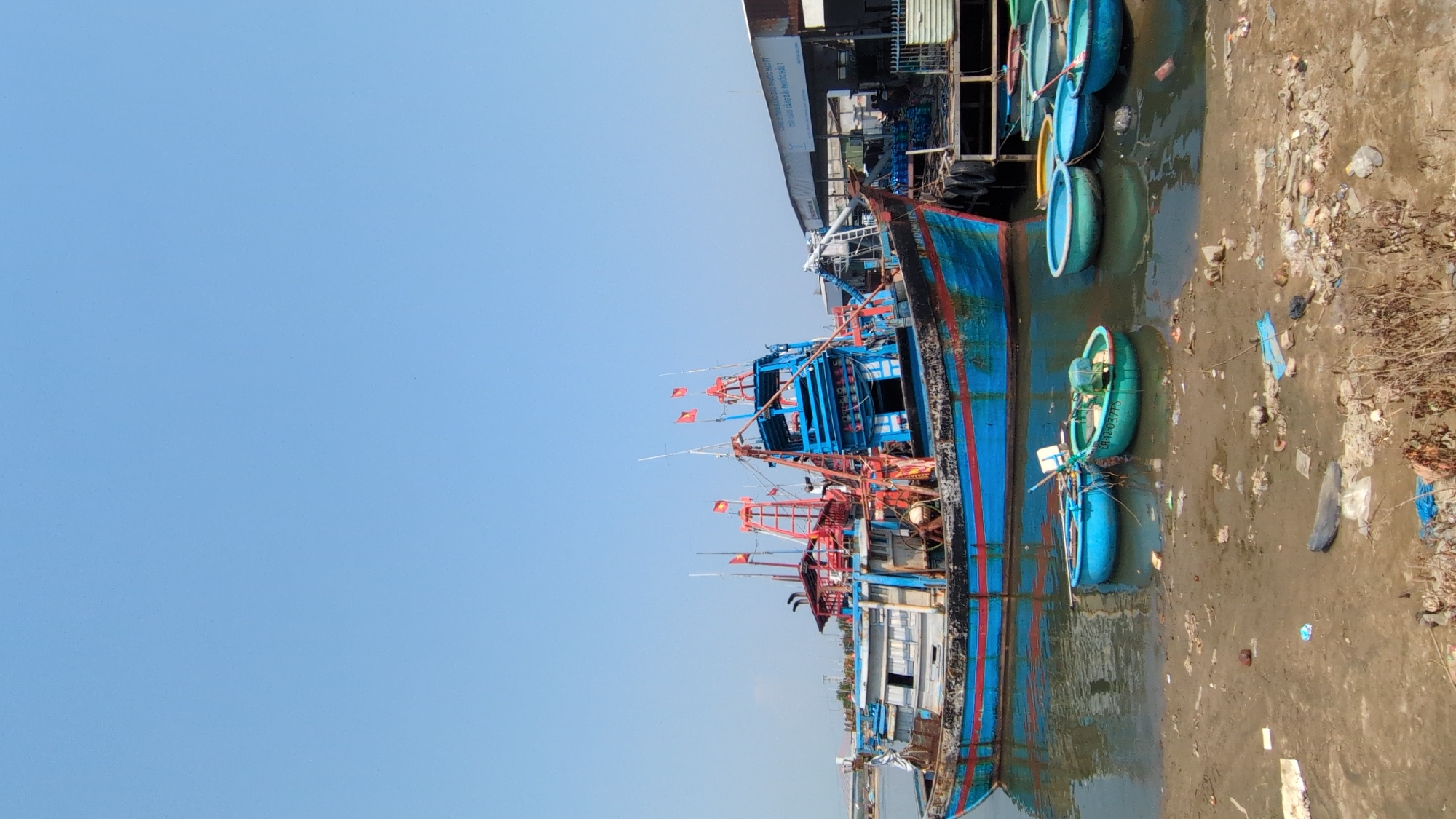 Fishing boats docked at Phan Rang harbor, Vietnam