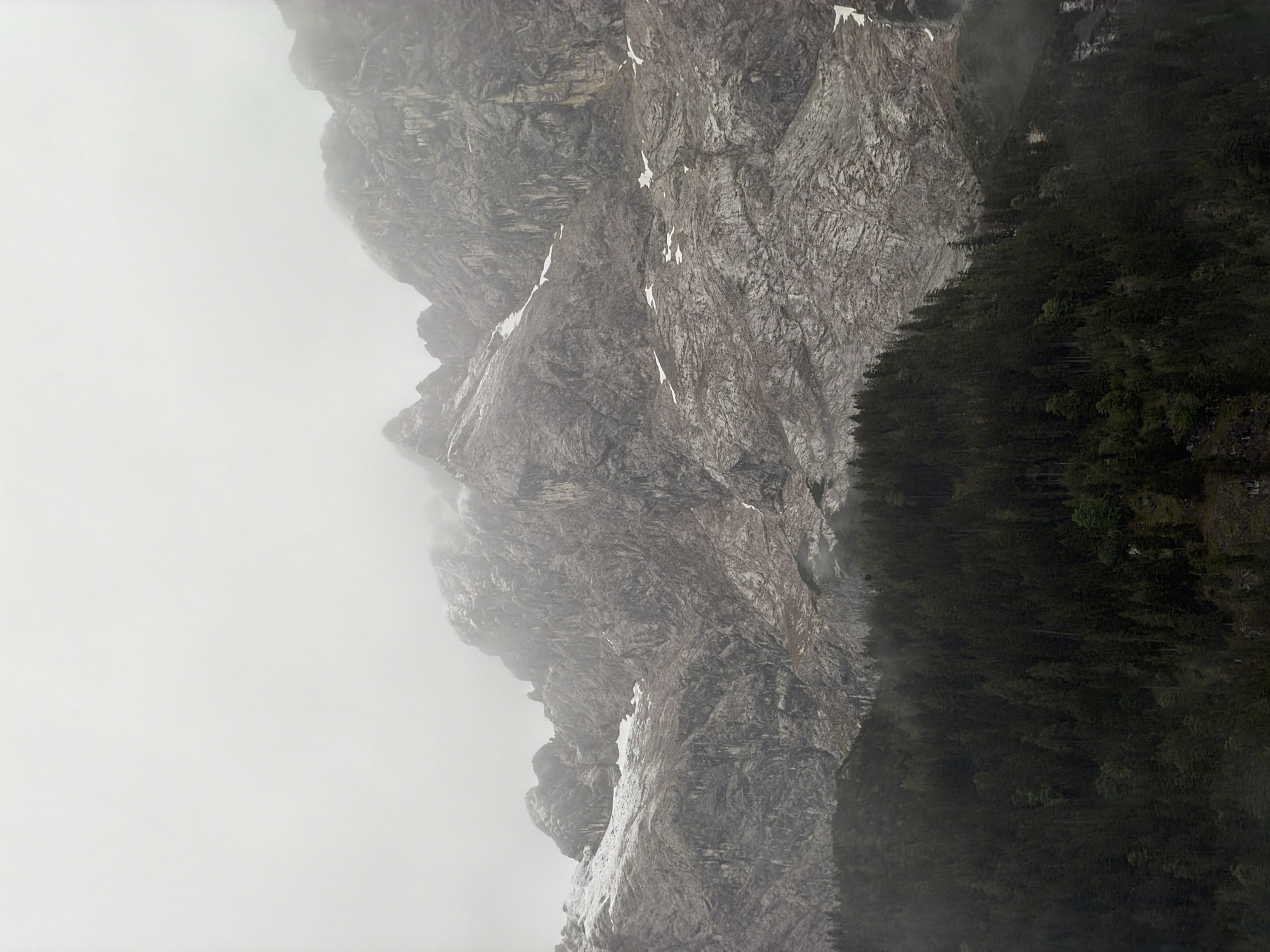 Misty morning conditions blanket Bavarian Alps near Grainau