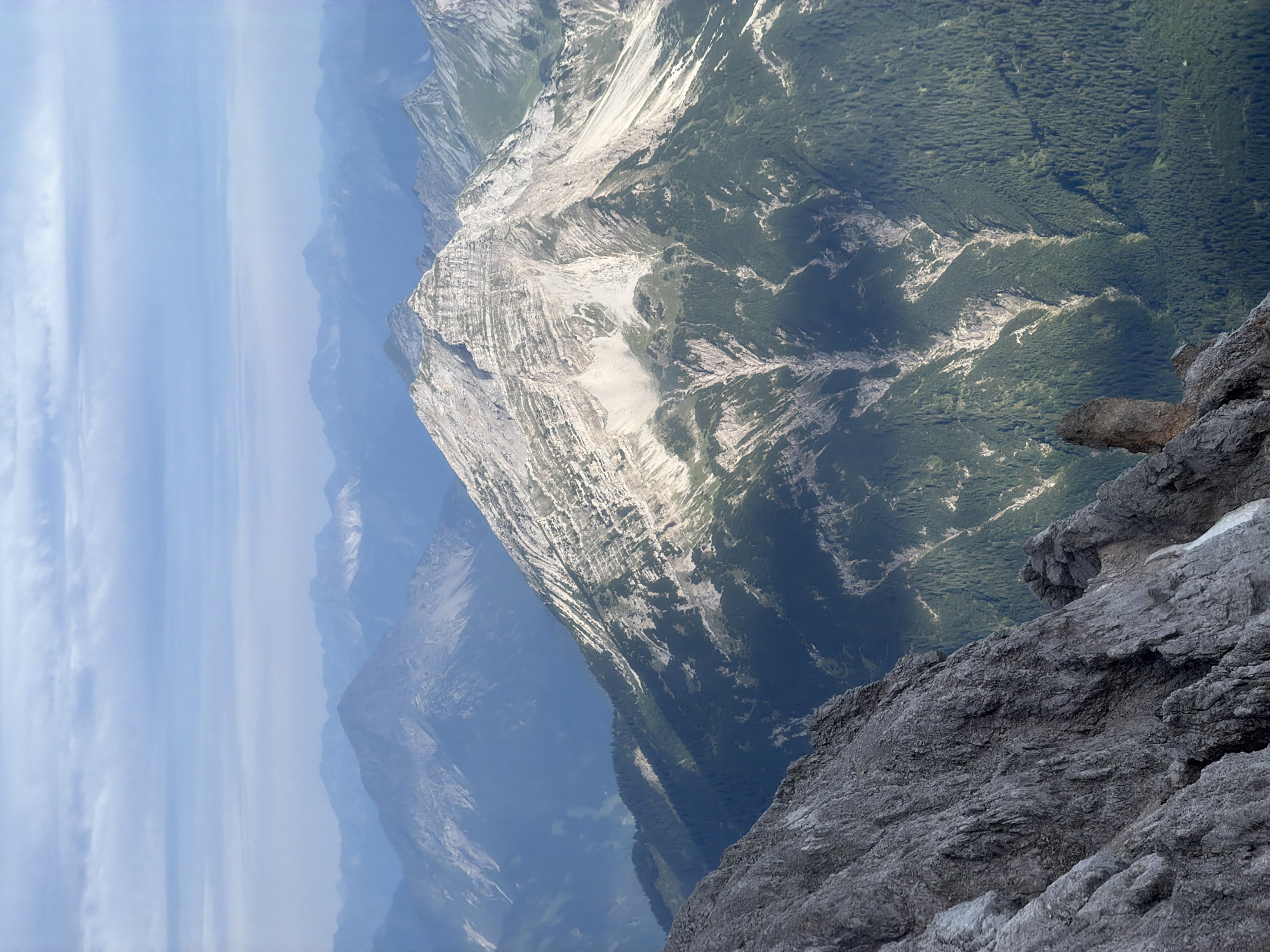 Aerial views of Zugspitze's rocky peaks near Grainau