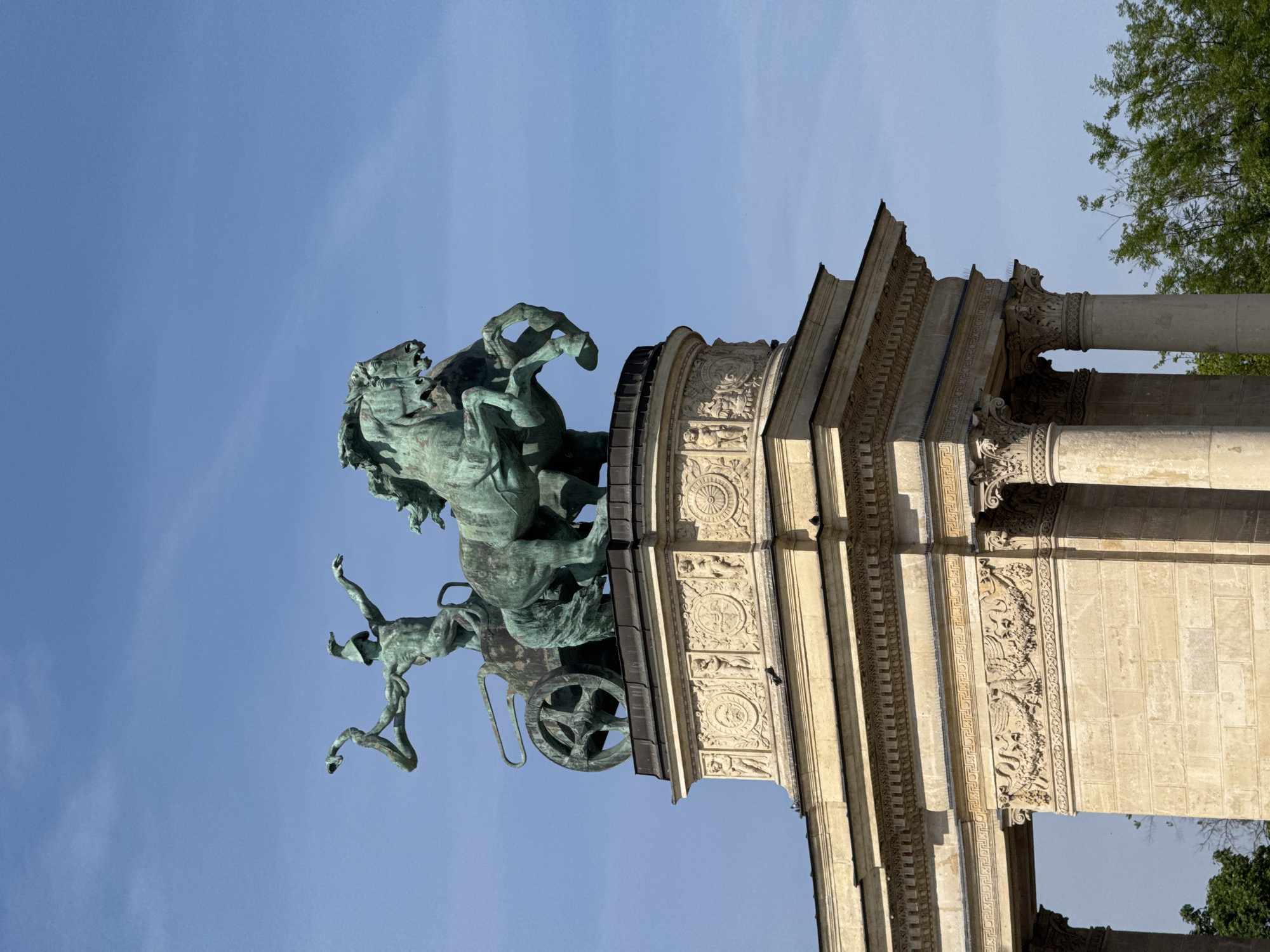 Tourist documents Heroes' Square monument and museum in Budapest