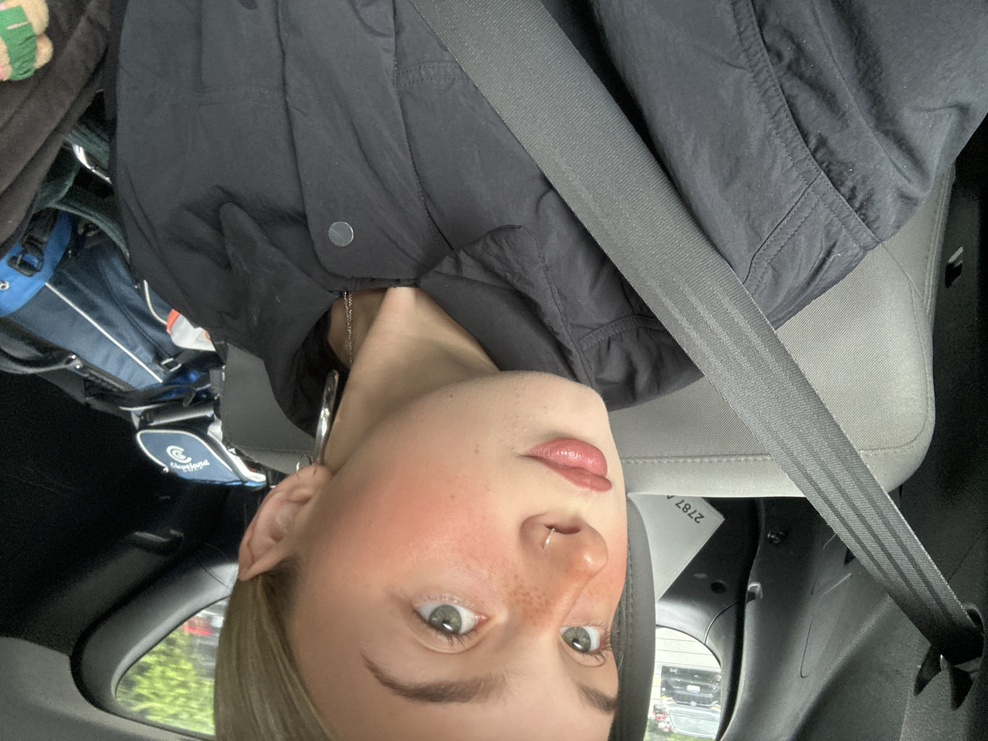 Car passenger photographed in Whistler, Canada
