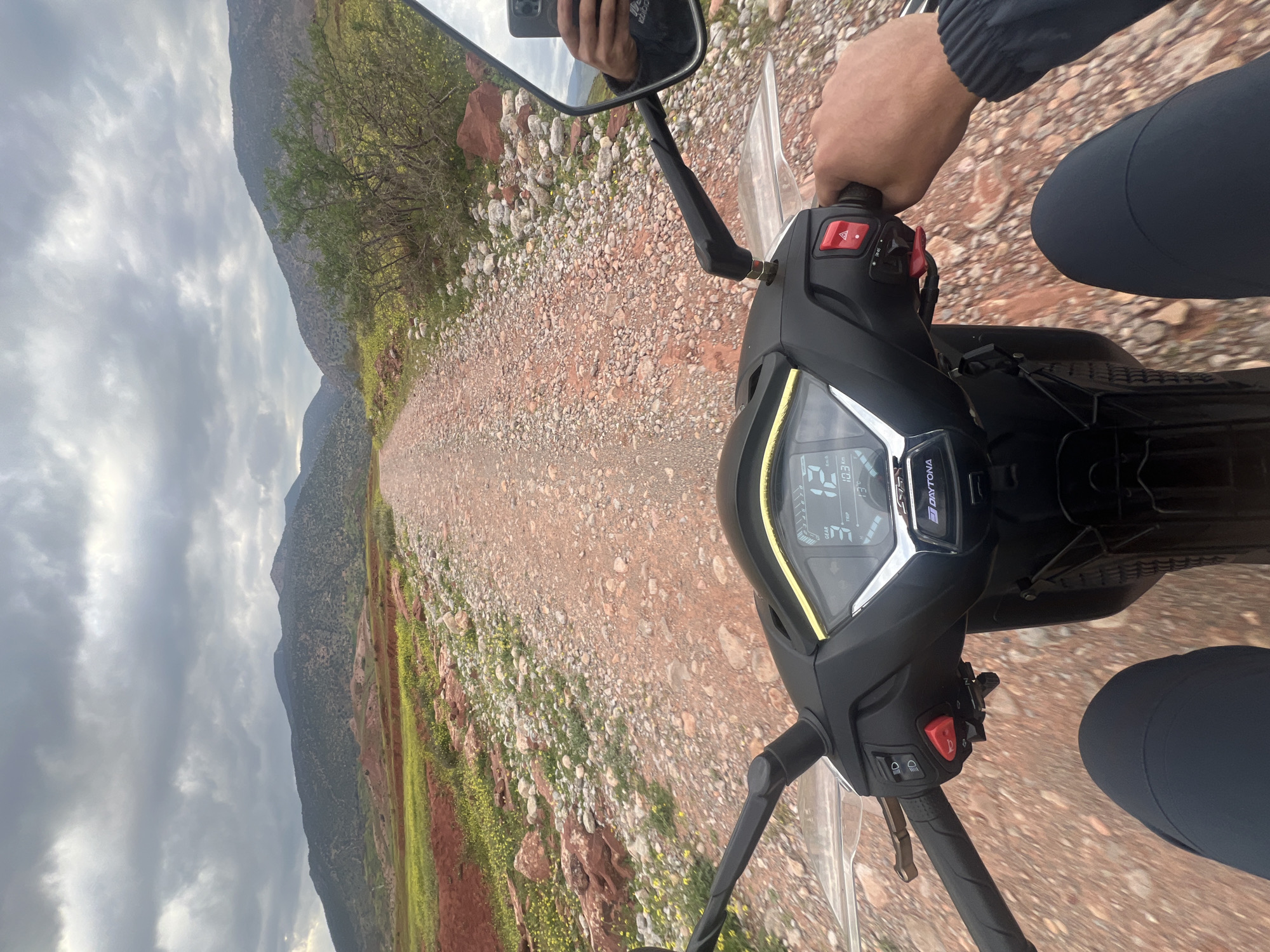 Motorcyclist documents scenic ride through Morocco wildflower fields