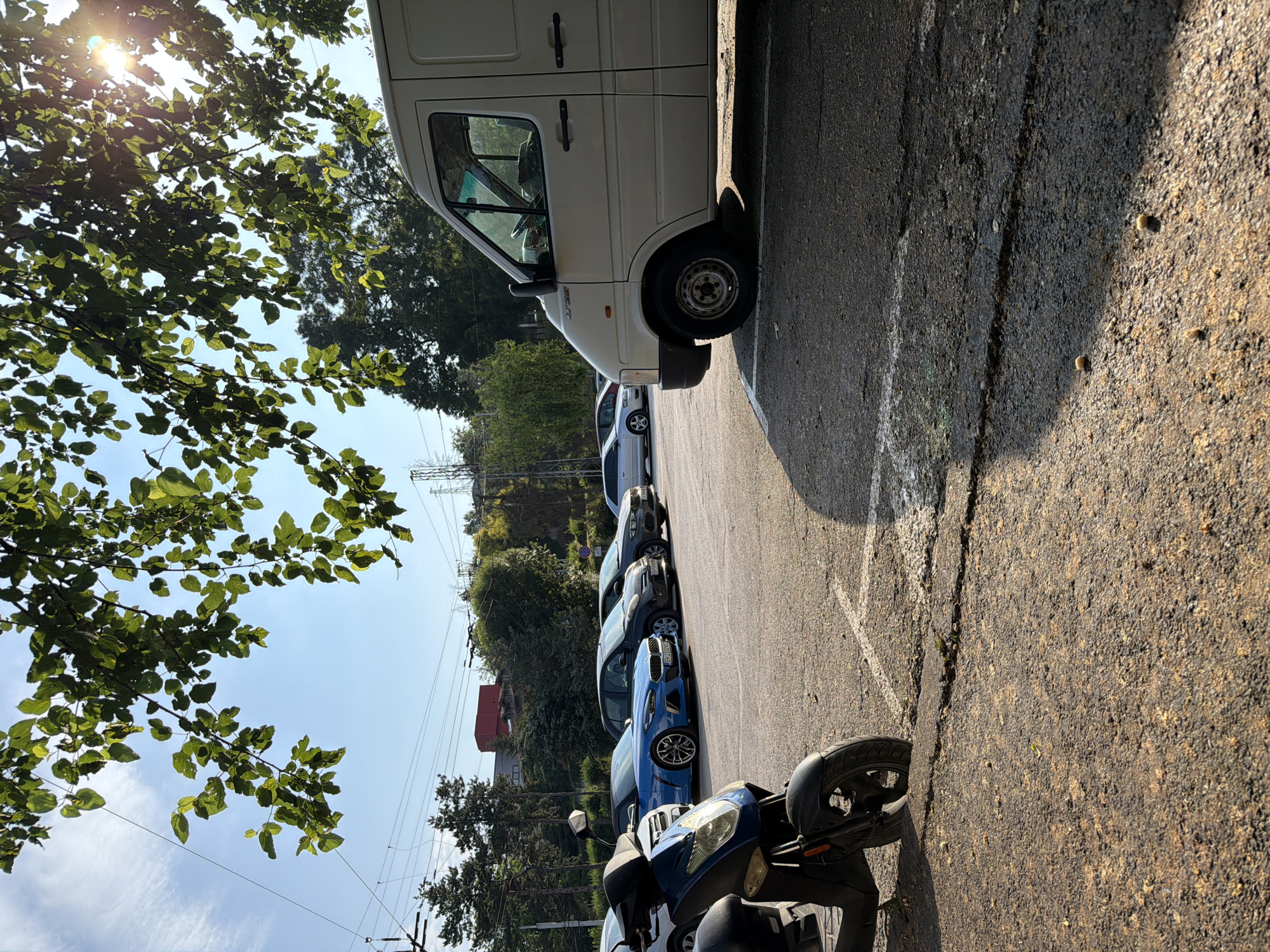 Morning scenes from a Pleven parking lot and rustic restaurant