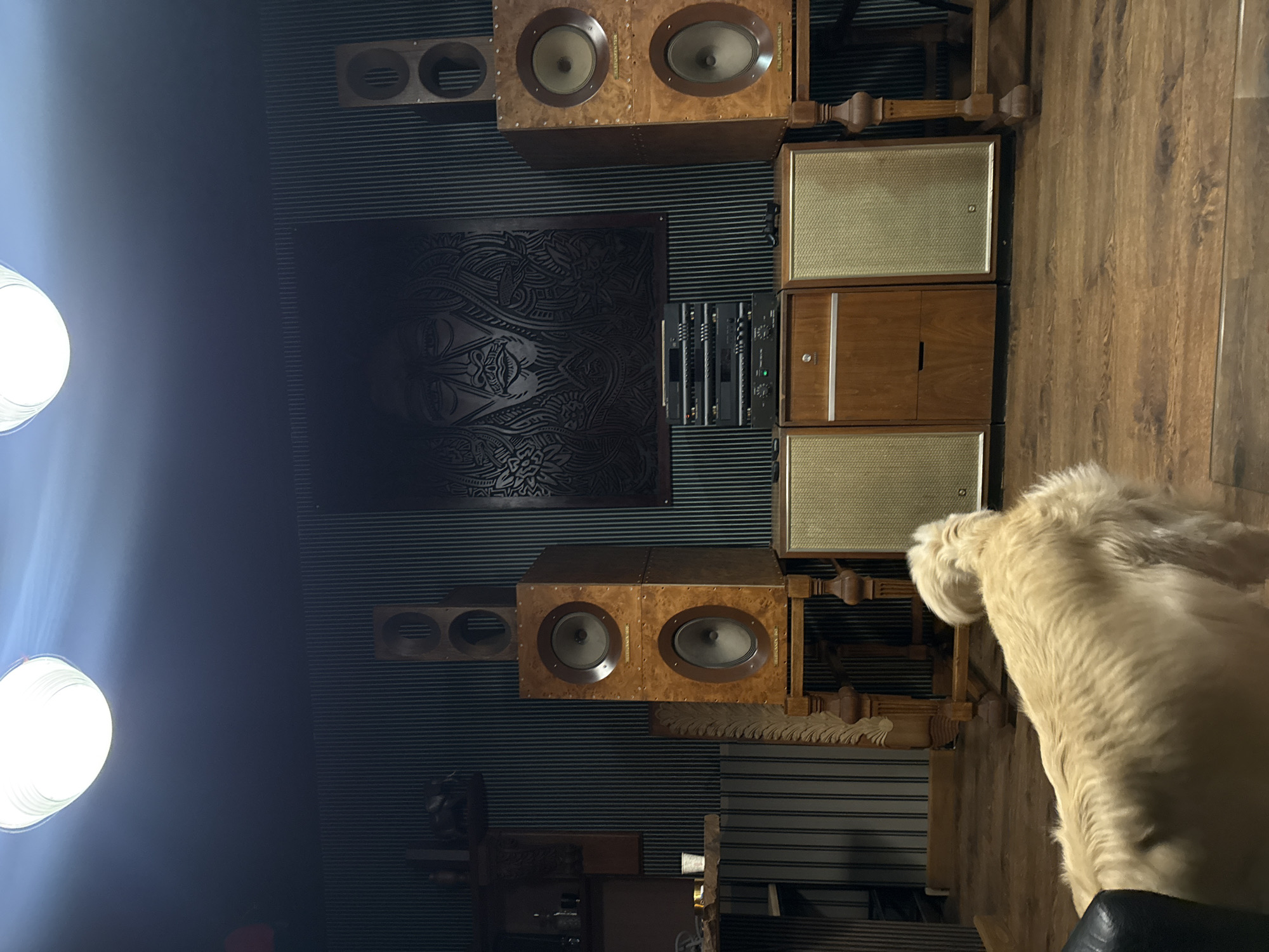 Evening home documentation captures audio setup and incense ritual