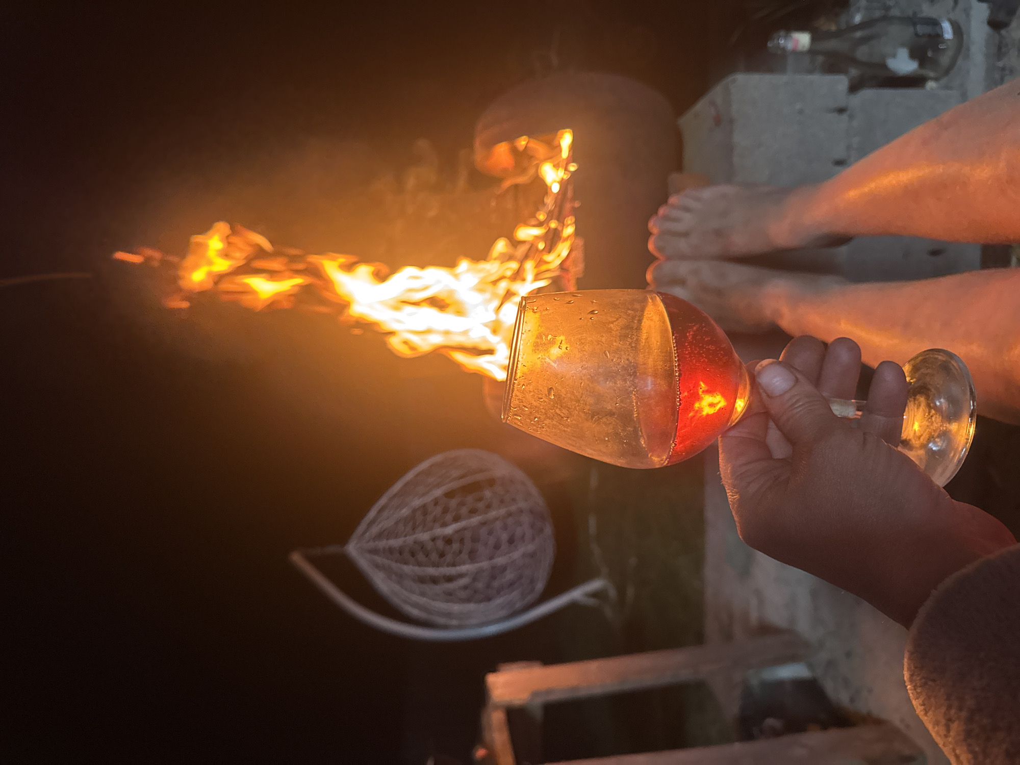 Quiet evening by backyard fire pit in Chaikovsky, Russia