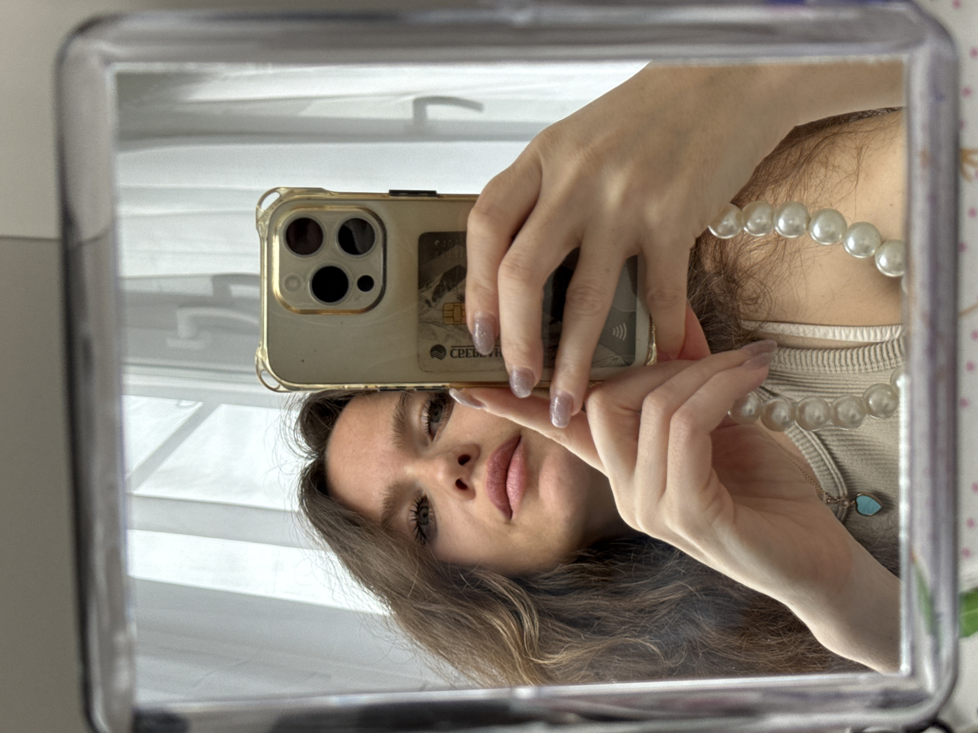Woman takes selfie session in Khimki, Russia