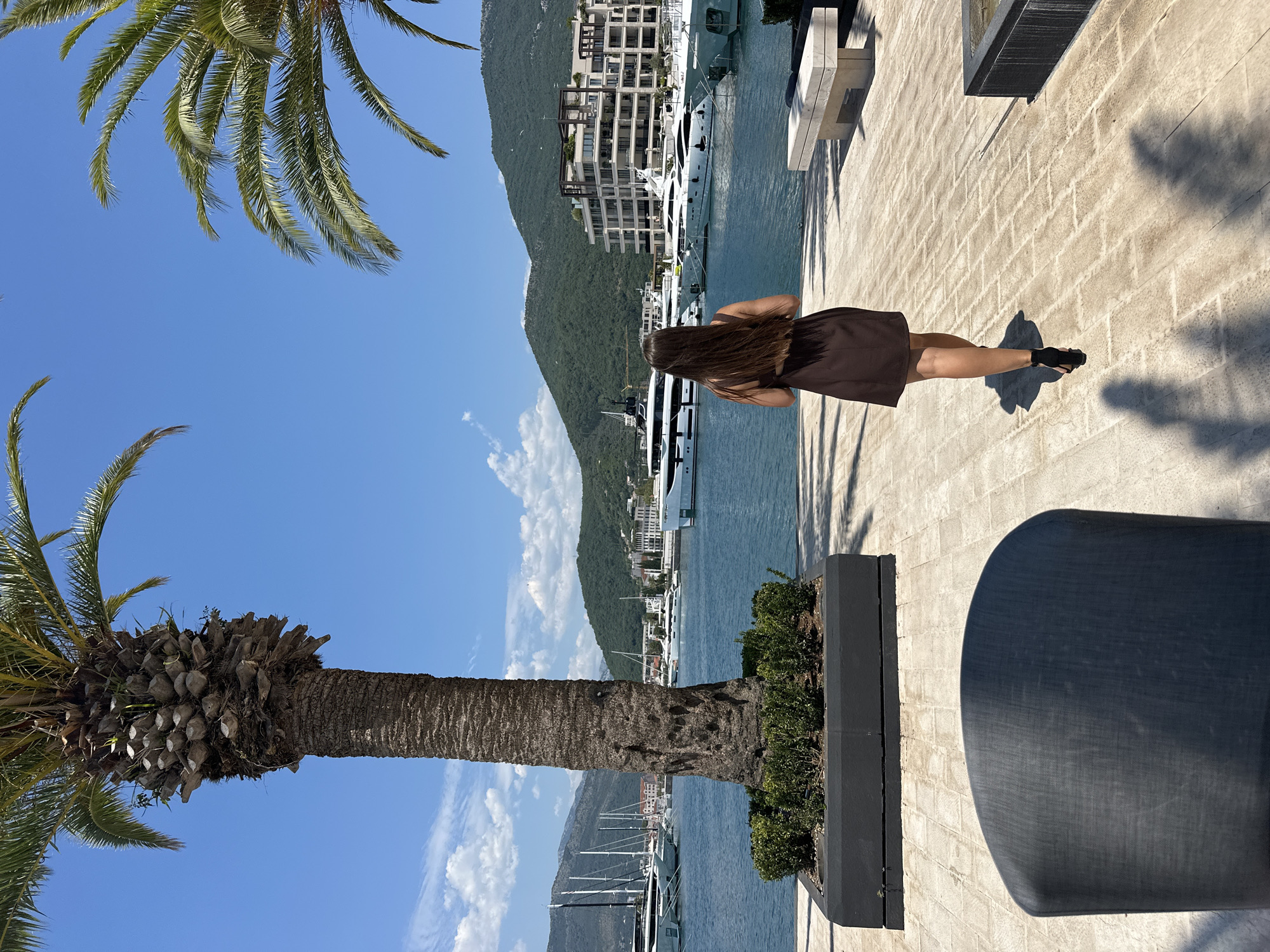 Sunny morning at Porto Montenegro's luxury marina in Tivat