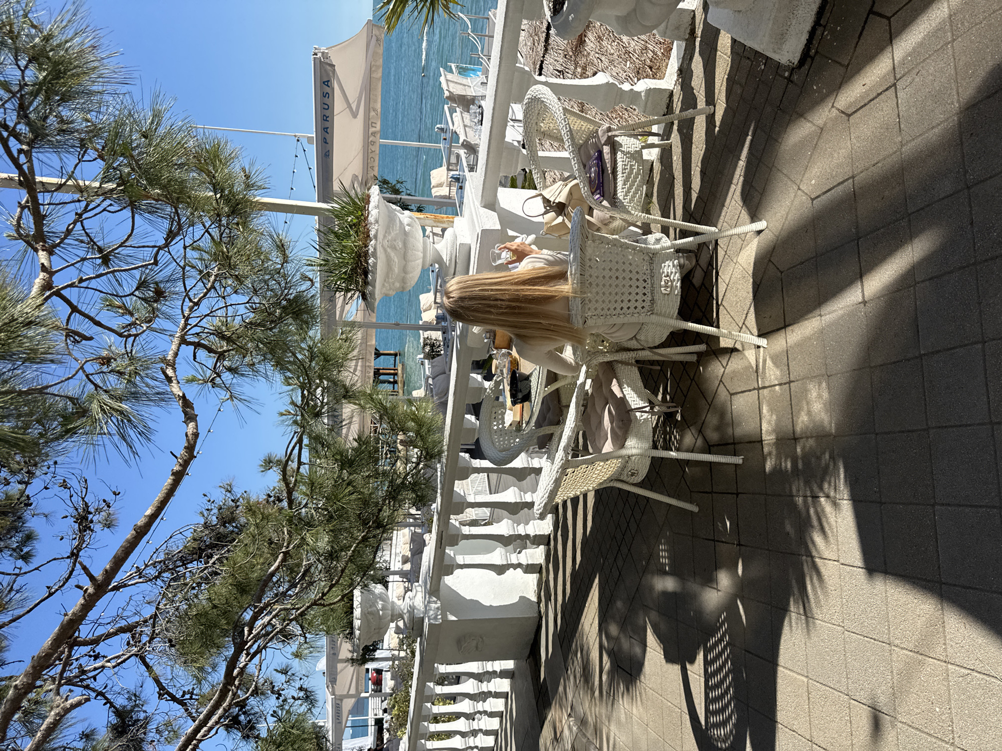 Sunny afternoon at seaside cafe terrace in Sochi documented