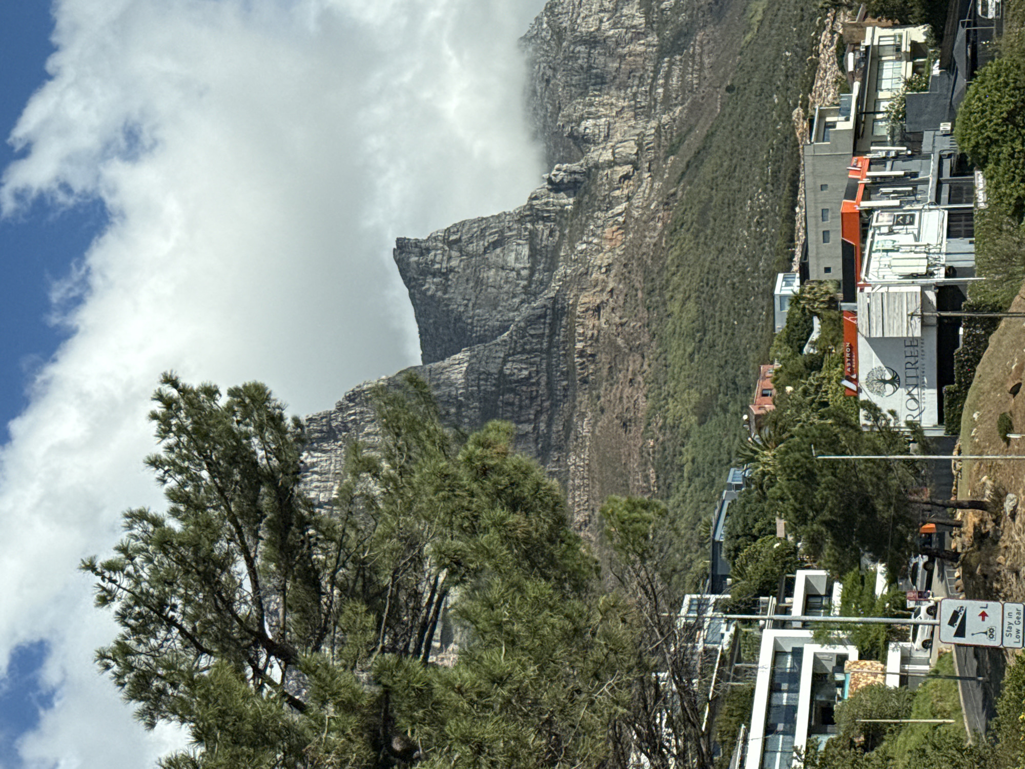 Table Mountain shrouded in clouds observed in Cape Town