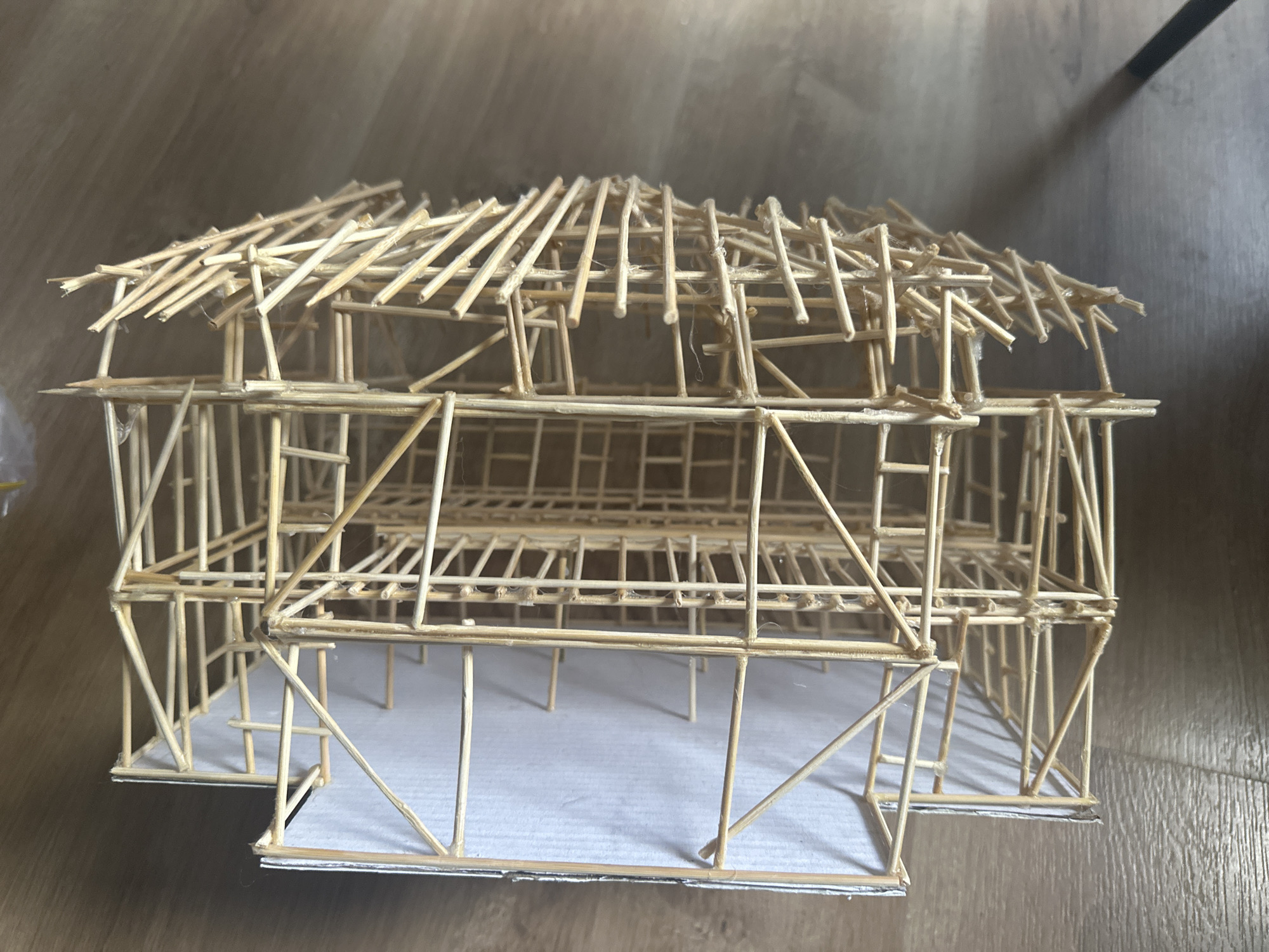 Wooden stick architectural model documented in Sofia workshop session
