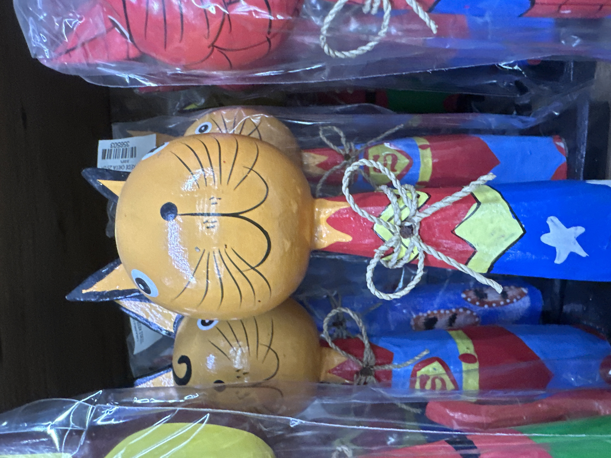 Handmade wooden toys displayed at Fethiye shop