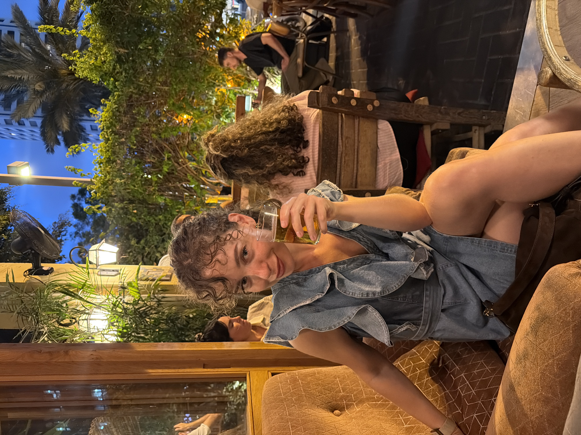 Drinks at a dimly lit Tel Aviv outdoor bar