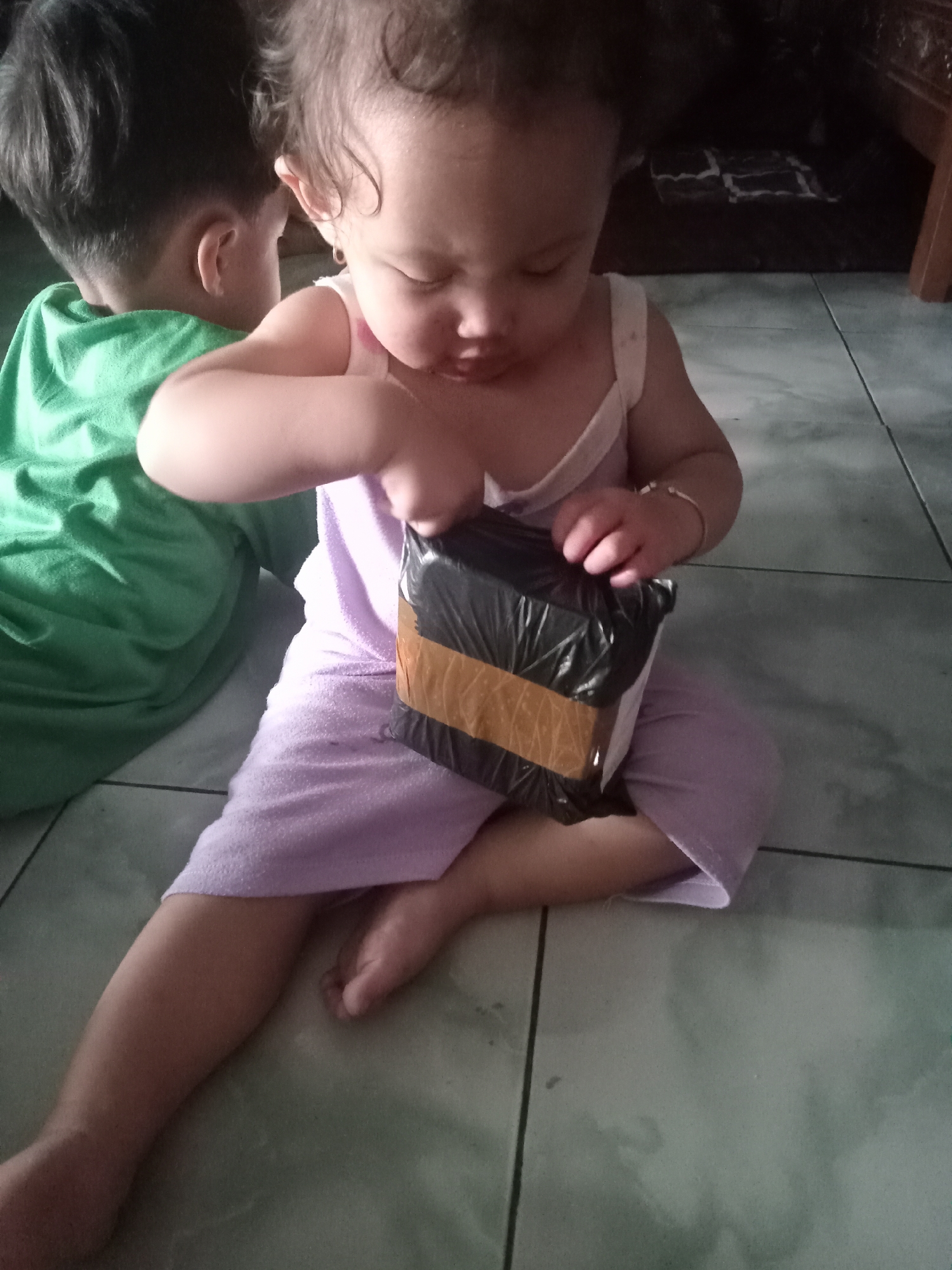 Morning family life documented in Indonesian village