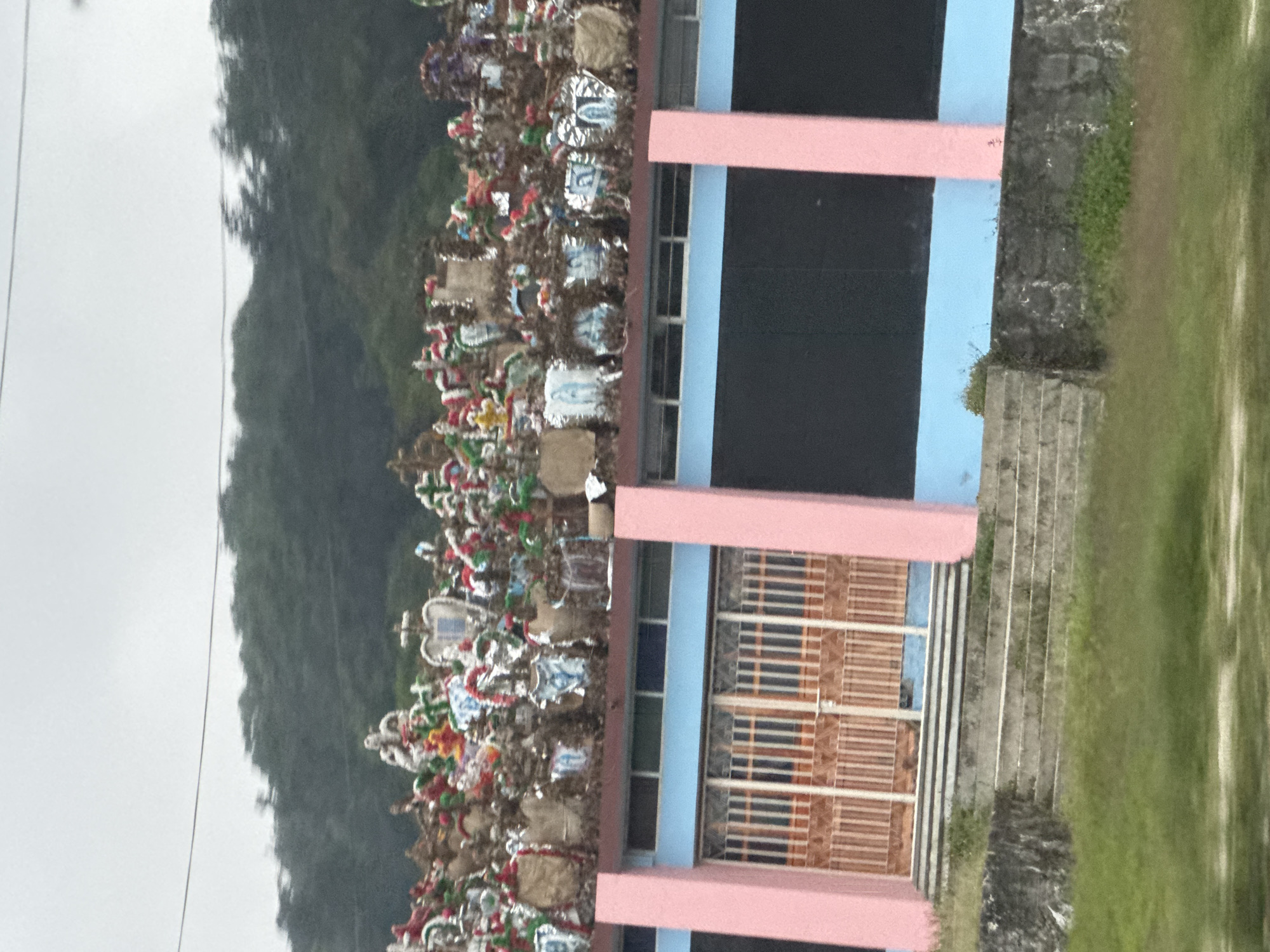 Decorated mountainside cemetery observed in Jilotepec, Mexico