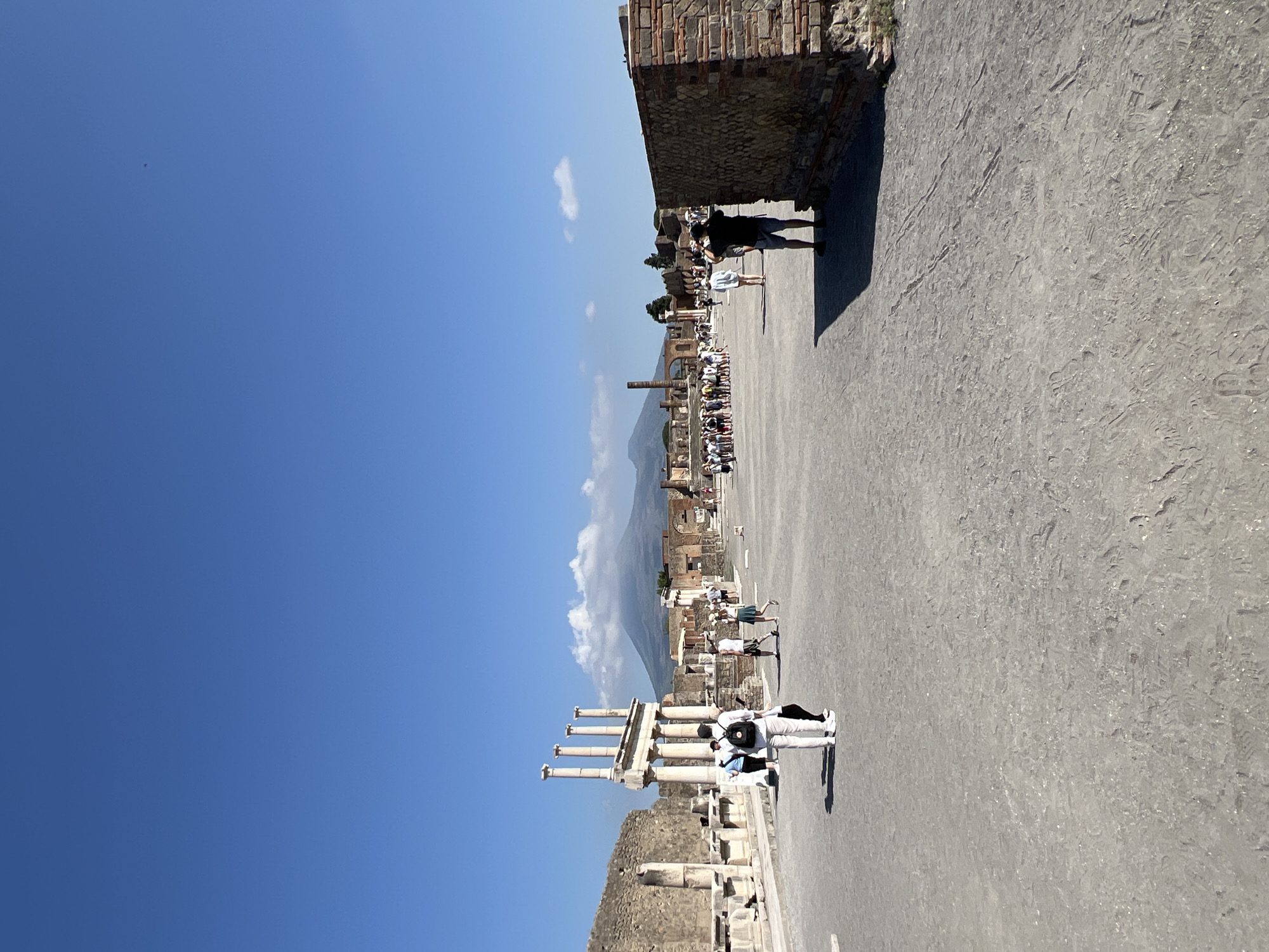 Morning documentation captures Pompeii ruins beneath Mount Vesuvius