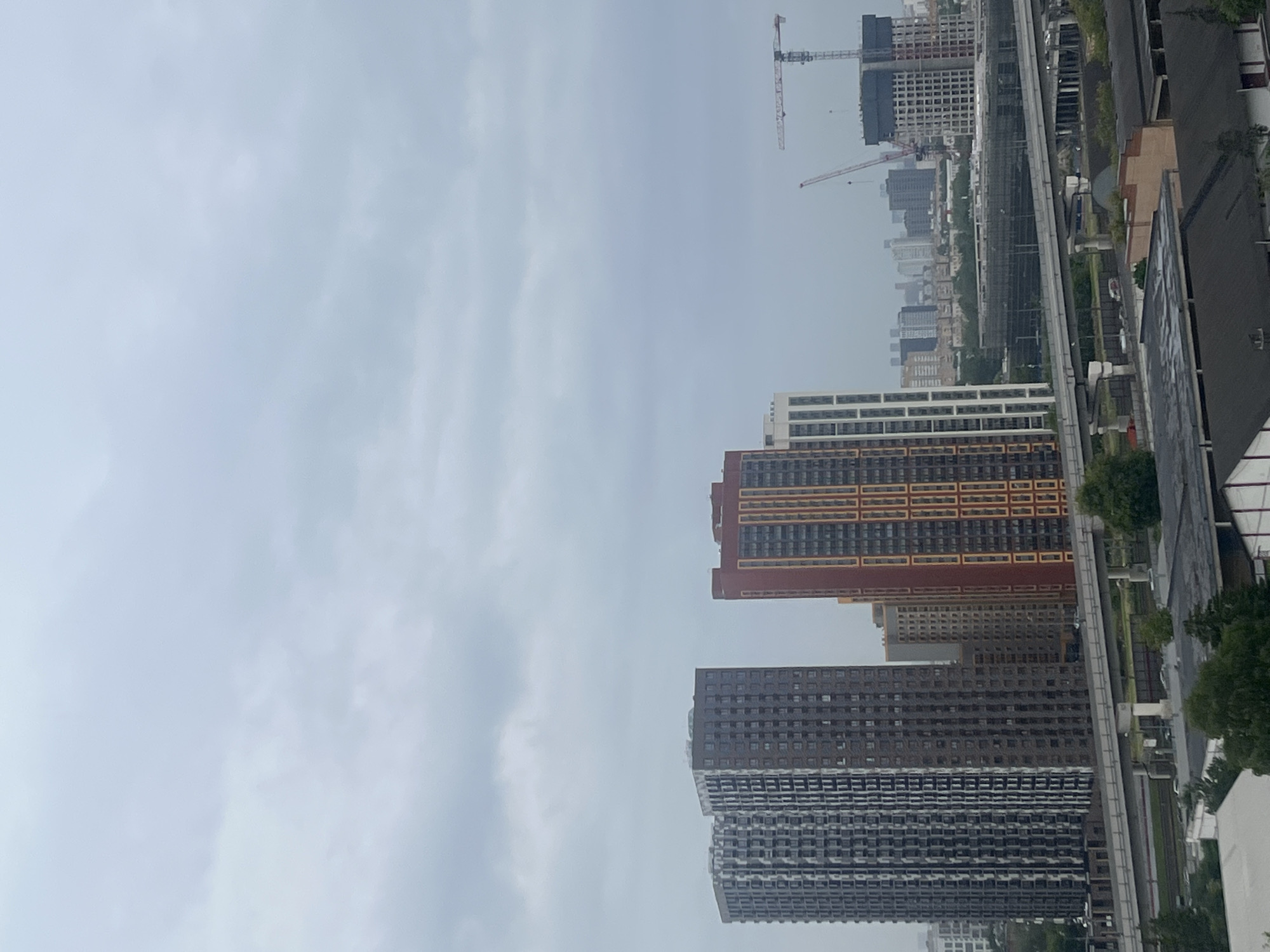 Modern high-rises mark the Mytishchi skyline on a grey day