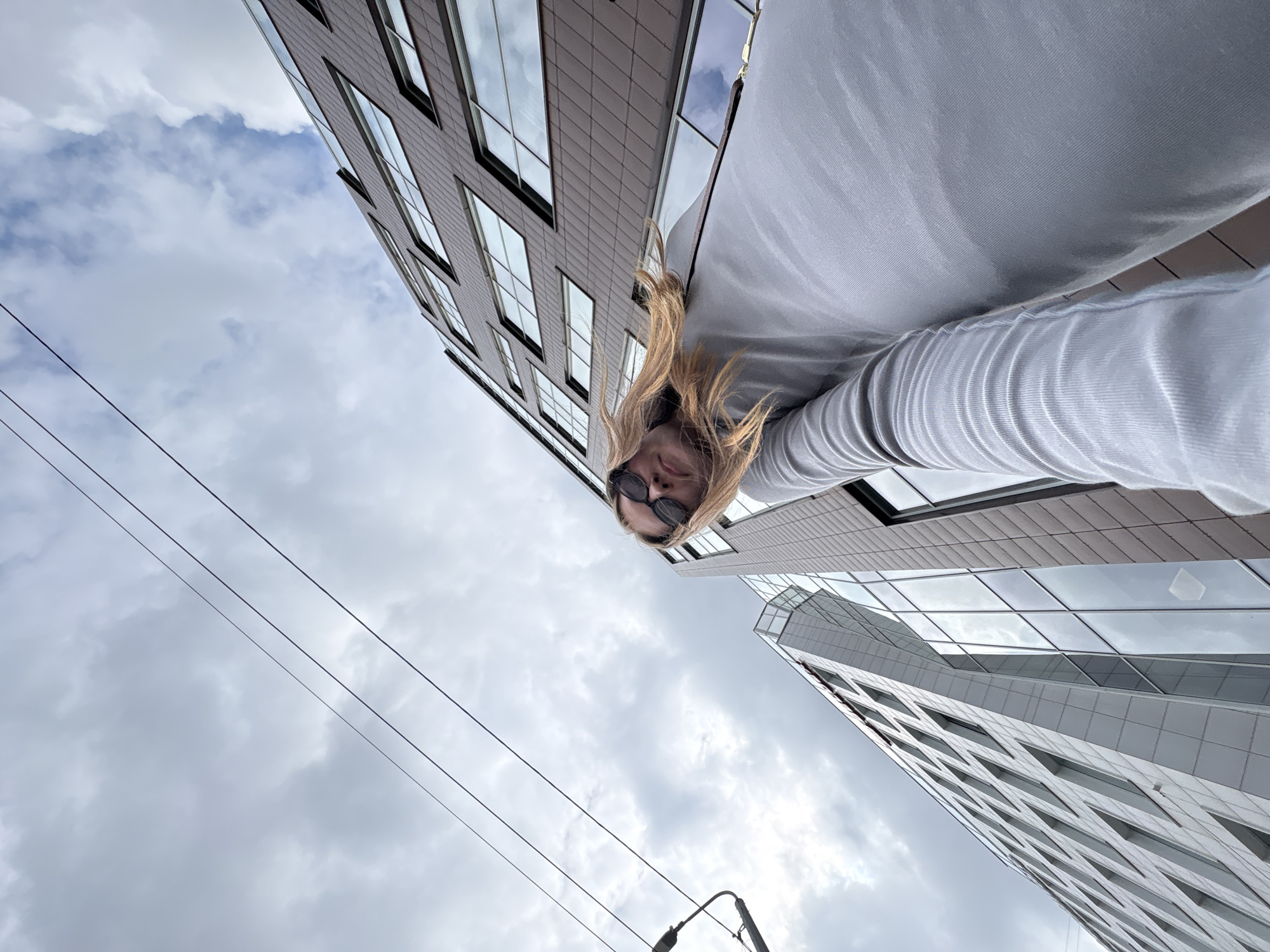 Selfie photo session at modern Perm building