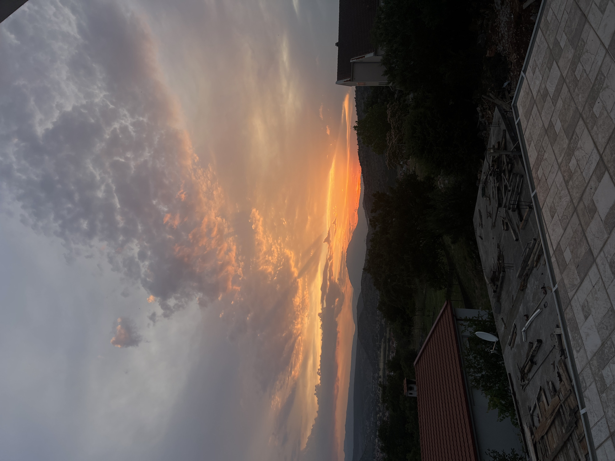 Vibrant sunset captured over Podgorica valley, Montenegro