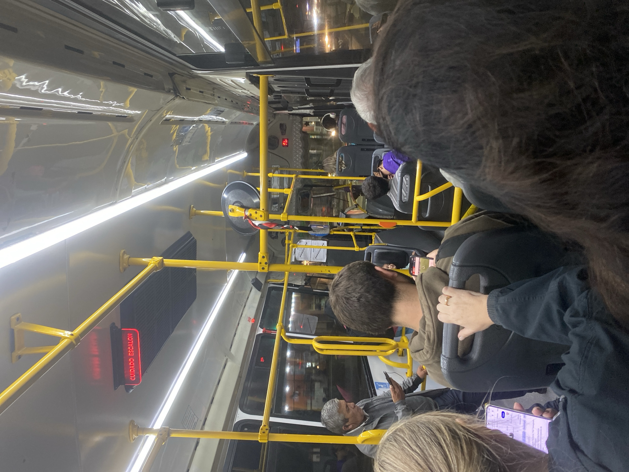 Crowded night bus observed in Buenos Aires